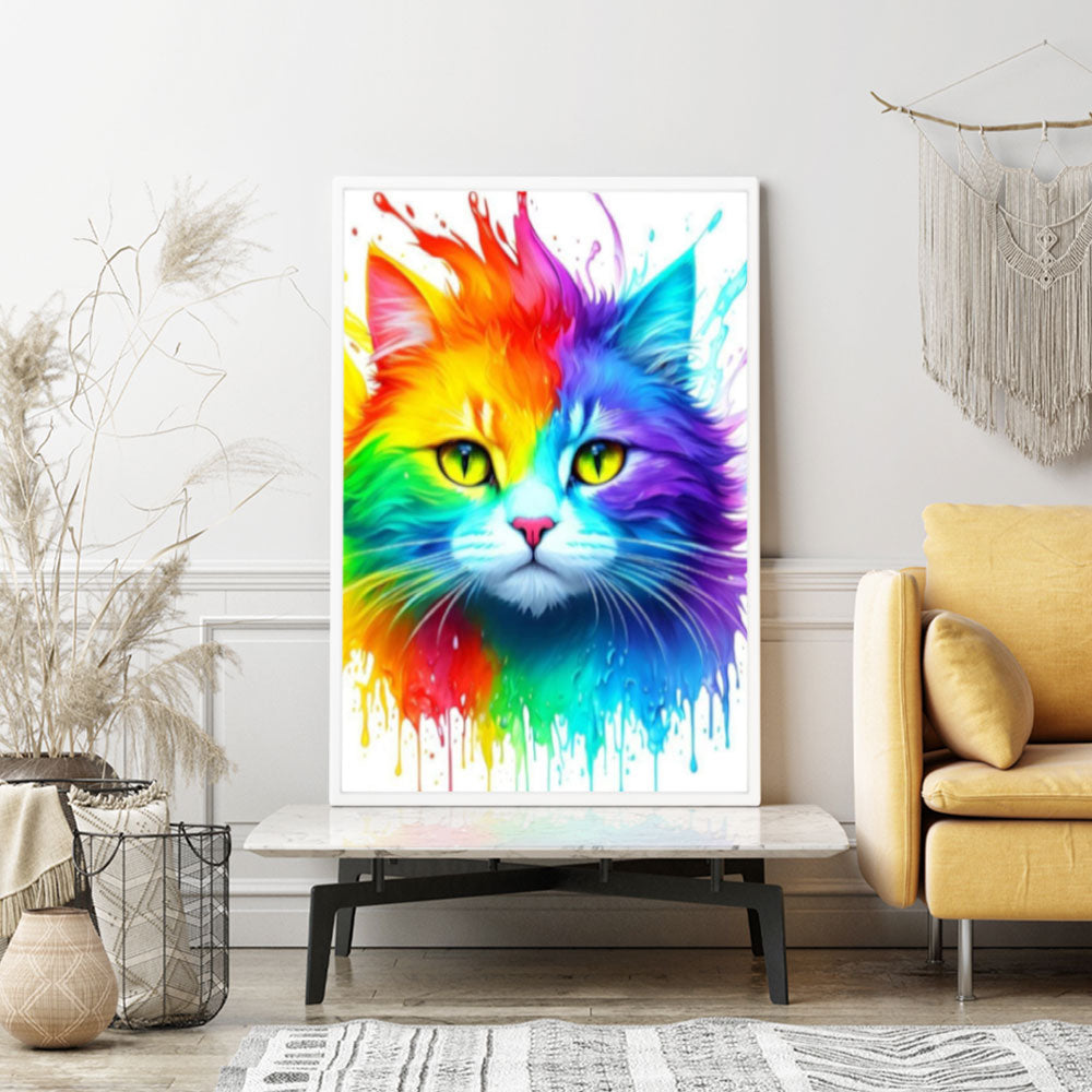 GRATIS Diamond Painting Wandgestaltung Colorful kitten