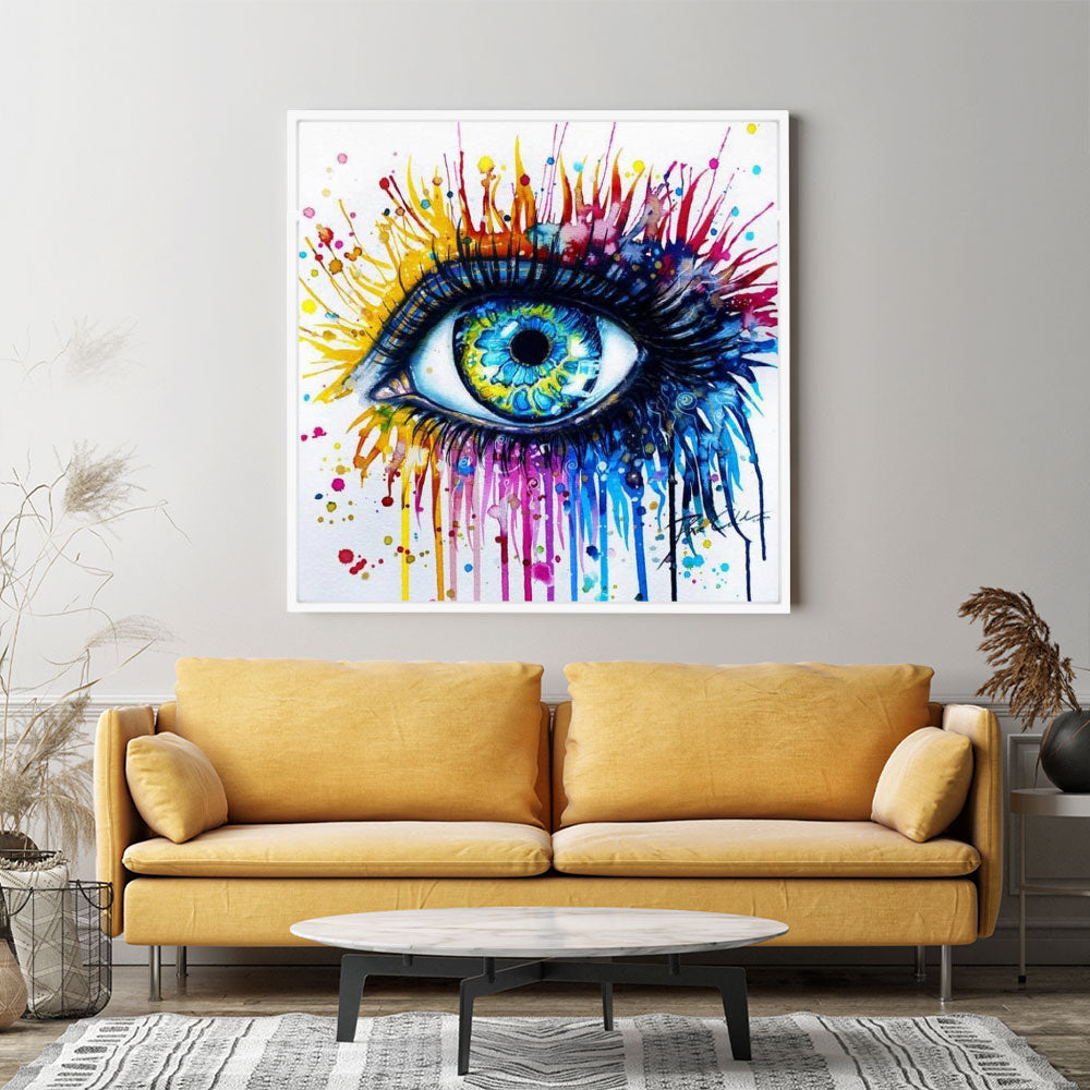 GRATIS Diamond Painting Wandgestaltung Color splash eye