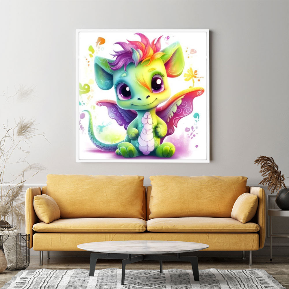 GRATIS Diamond Painting Wandgestaltung Happy dragon