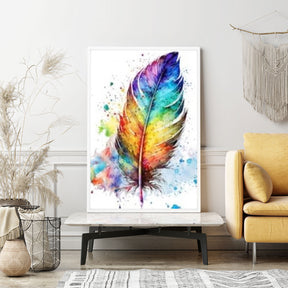 GRATIS Diamond Painting Wandgestaltung Rainbow feather