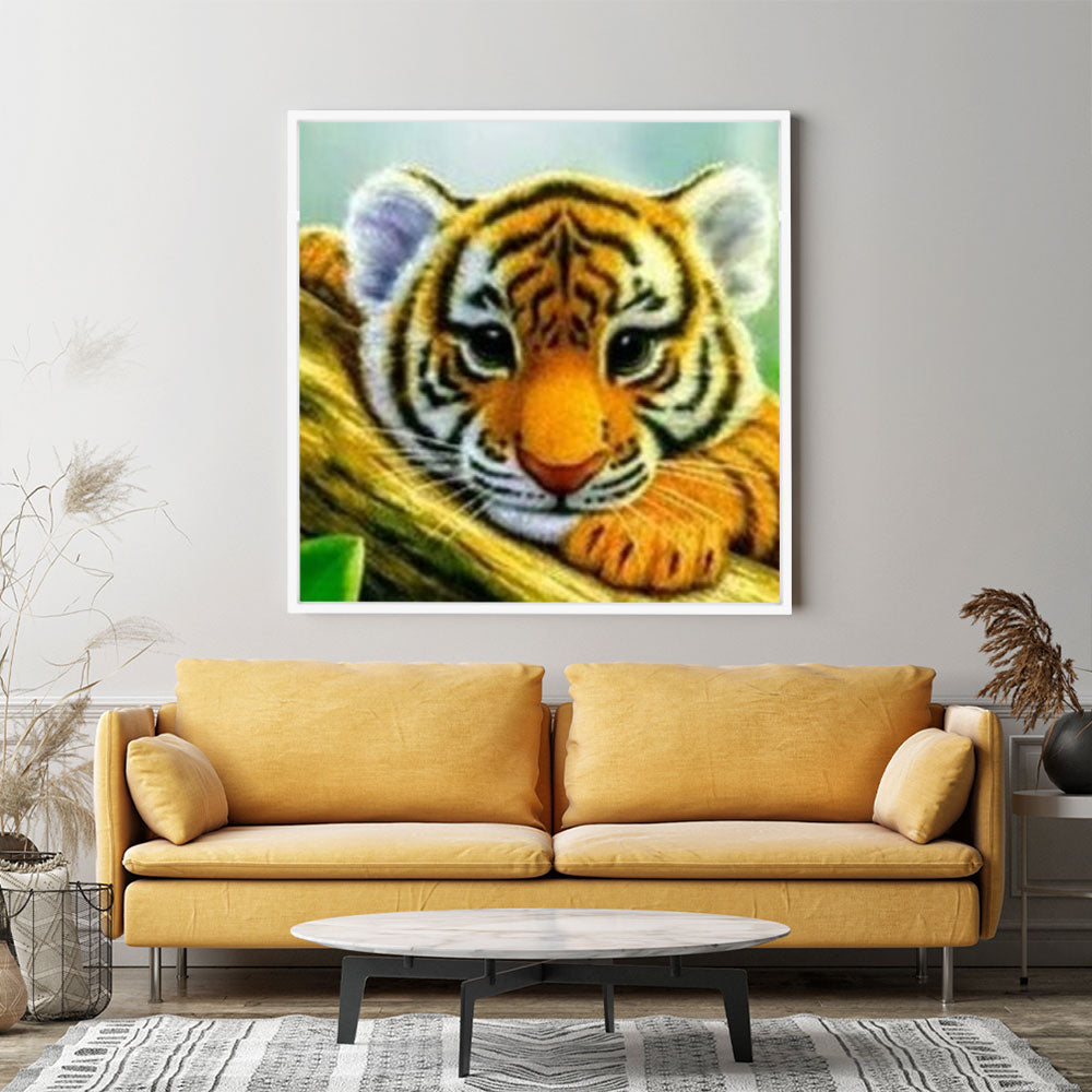 GRATIS Diamond Painting Wandgestaltung Tigerbaby