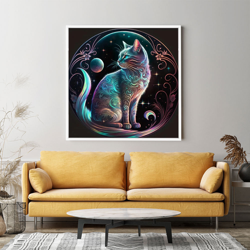 Diamond Painting Wandgestaltung Cat on the moon