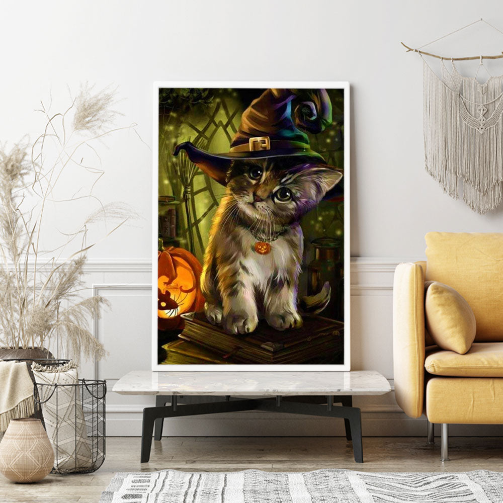 Diamond Painting Wandgestaltung Little Cat of Halloween