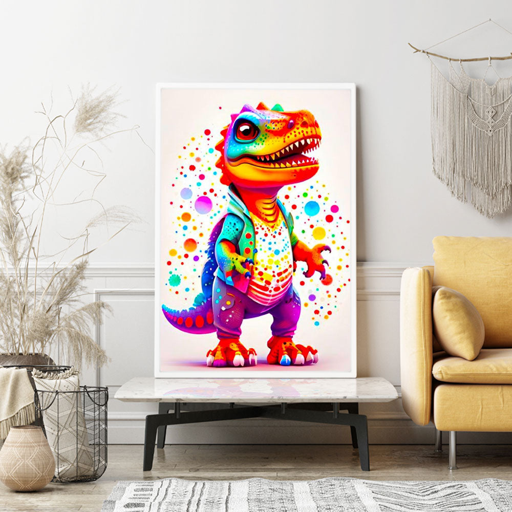 Diamond Painting Kids Wandgestaltung Kunterbunter Dinosaurier