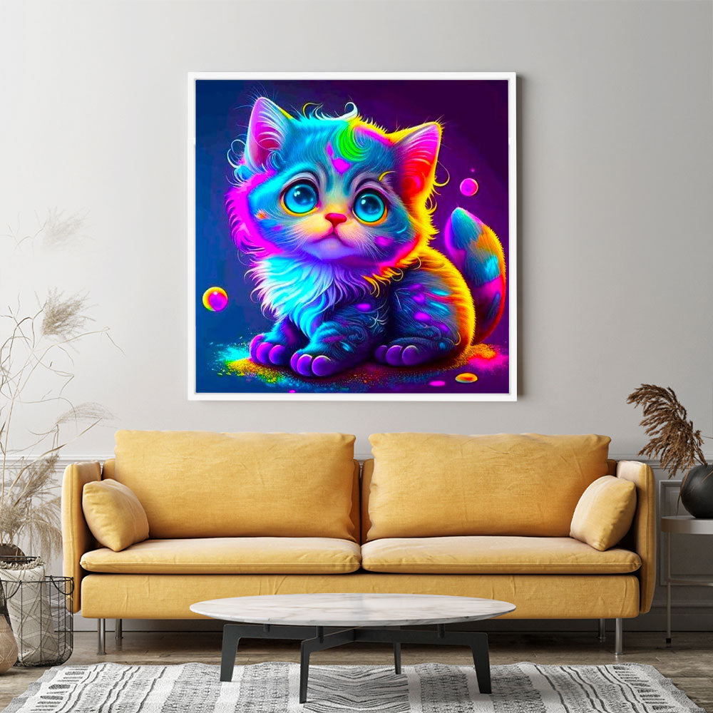 Diamond Painting Kids Wandbild Rainbow Kitty