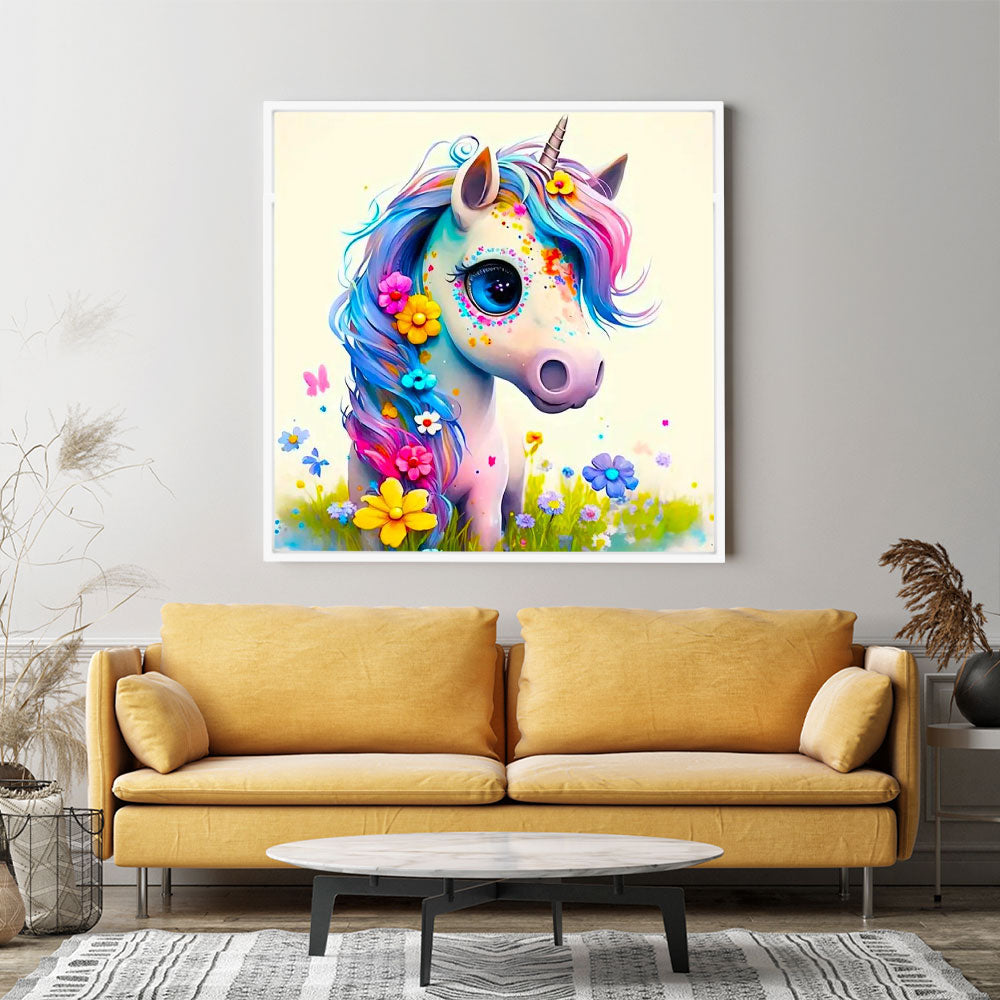 Diamond Painting Kids Wandbild Süßes Einhorn