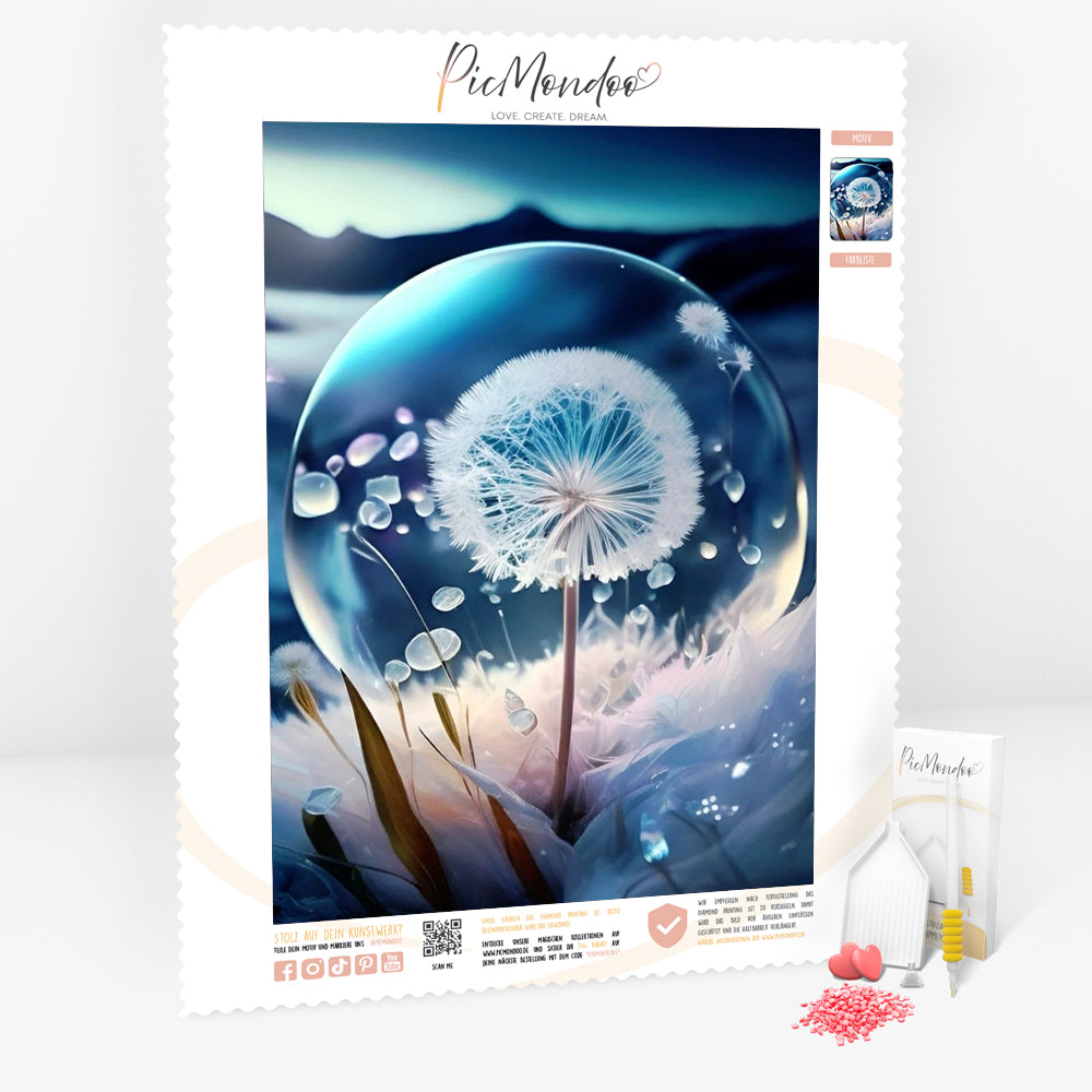 Diamond Painting Leuchtbild Special Leinwand Pusteblume Eiskristall