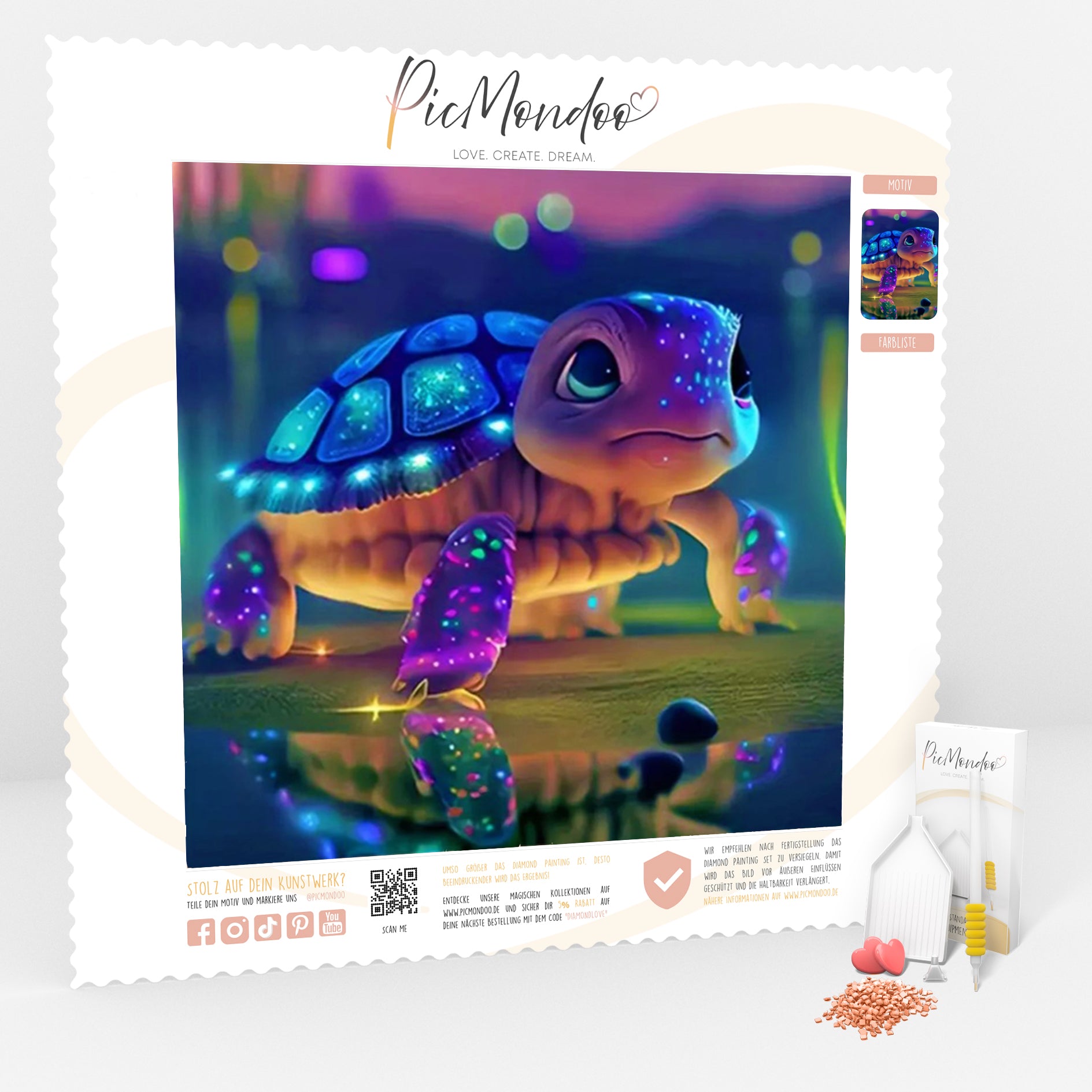 Diamond Painting Leuchtbild Special Leinwand Sparkling turtle