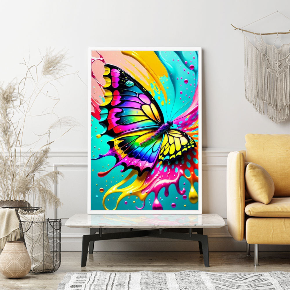 Diamond Painting Wandbild Farbklecks Schmetterling