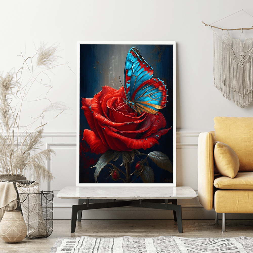 Diamond Painting Strass Special Wandgestaltung XL Butterfly loves roses