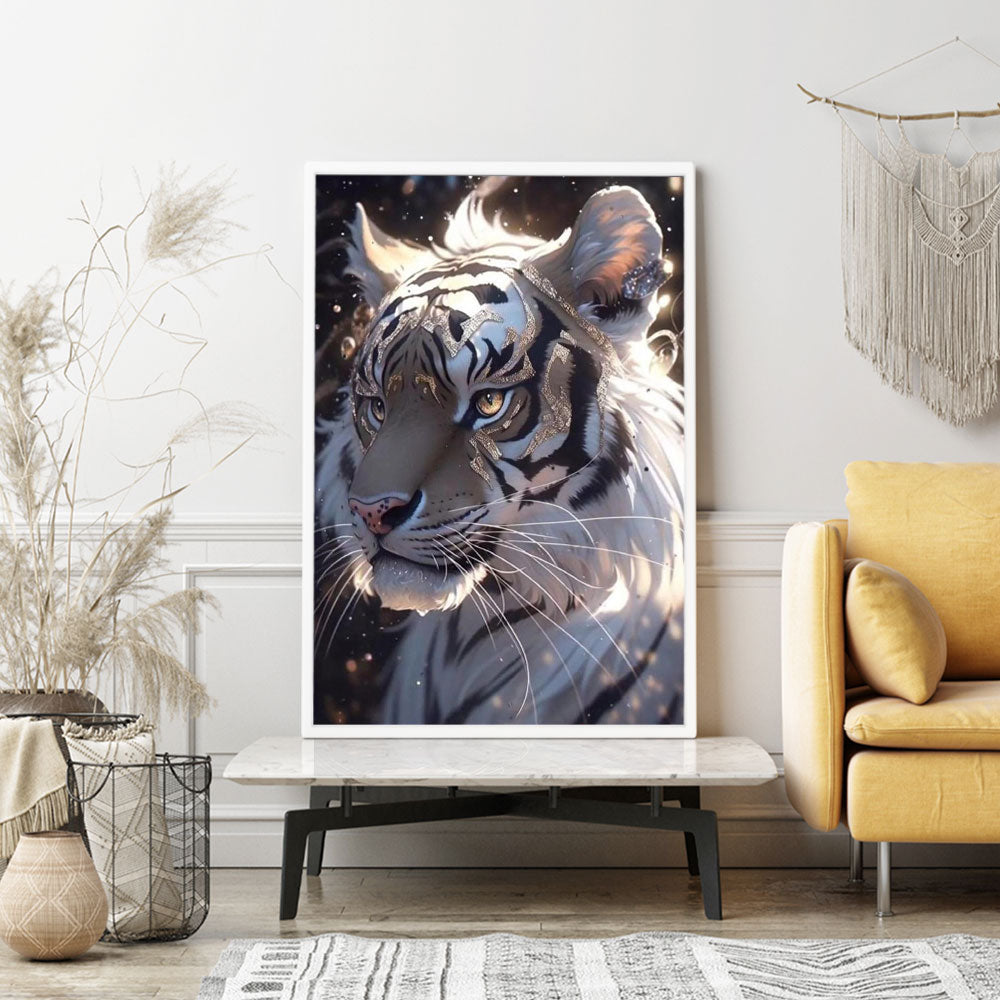 Diamond Painting Wandgestaltung Der weiße Tiger