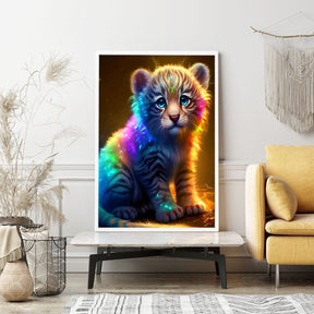 Diamond Painting Wandgestaltung Tigerbaby Farbenrausch