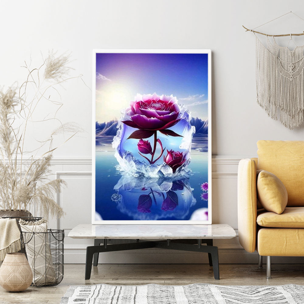 Diamond Painting Wandgestaltung Rose im Eis