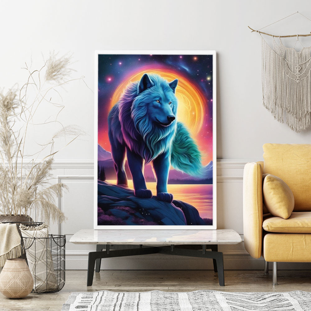 Diamond Painting Wandgestaltung Wolf Galaxy