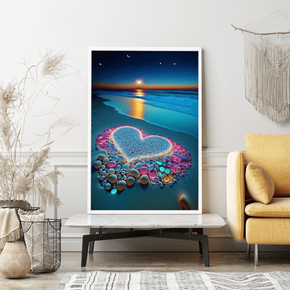 Diamond Painting Wandgestaltung Funkelndes Strandherz