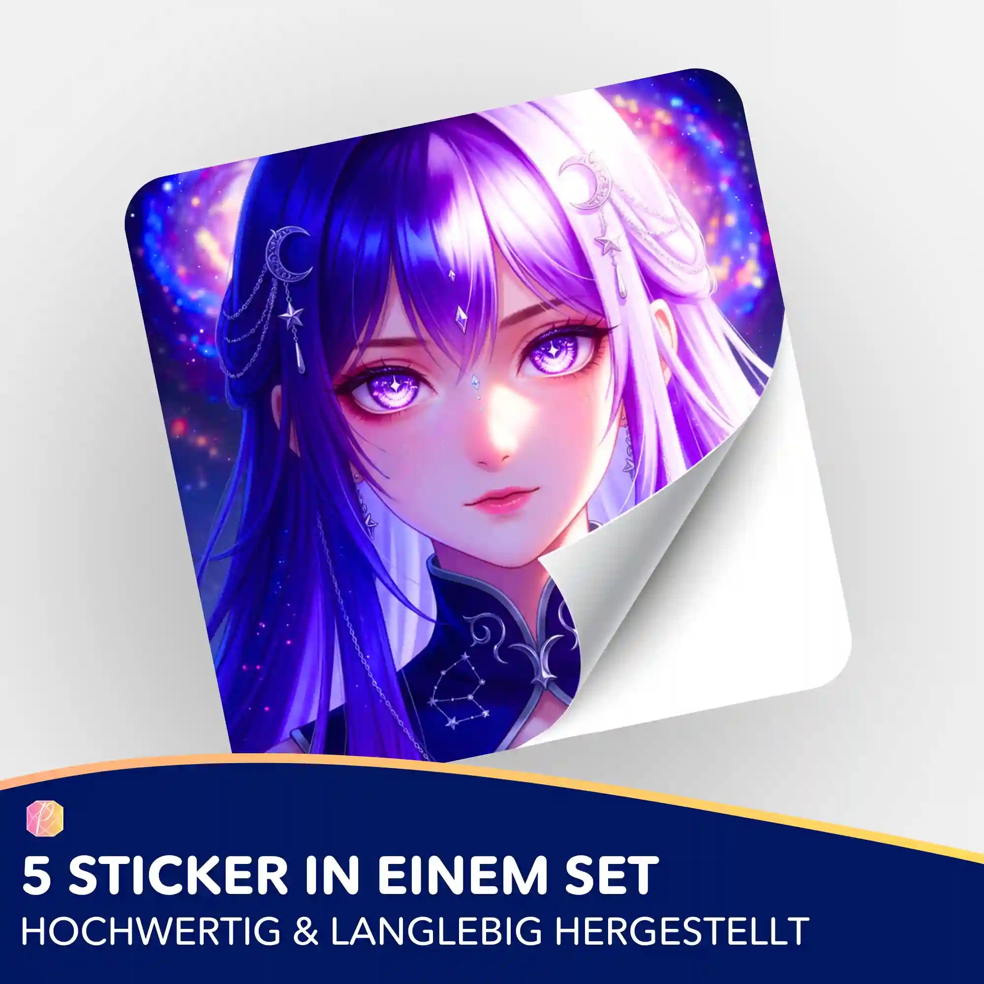 Aufkleber 5er-Set - Purple Moon Star