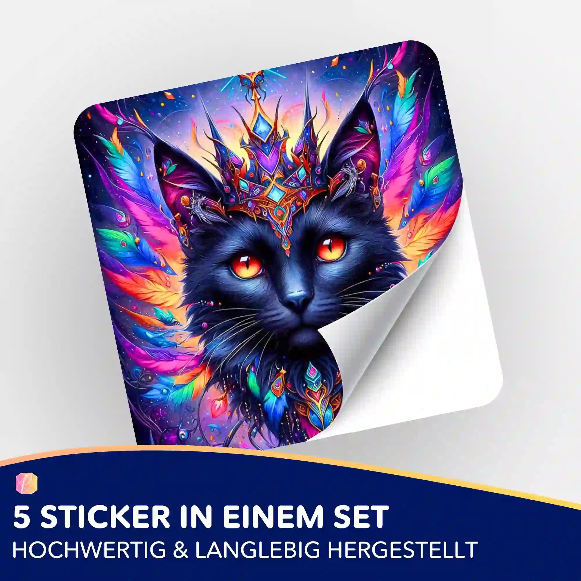 Aufkleber 5er-Set - Mystic colorsplash cat