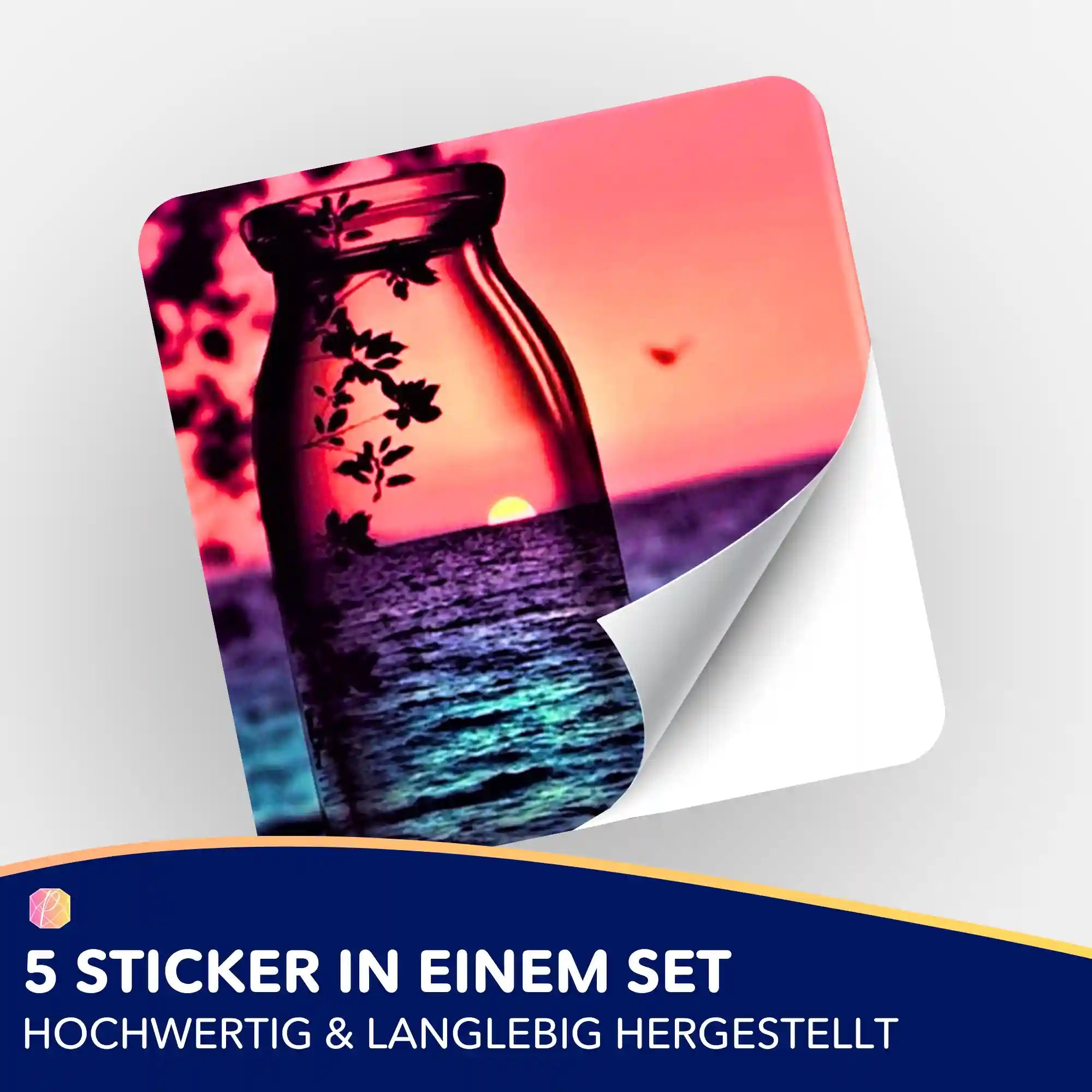Aufkleber 5er-Set - Roter Sonnenuntergang