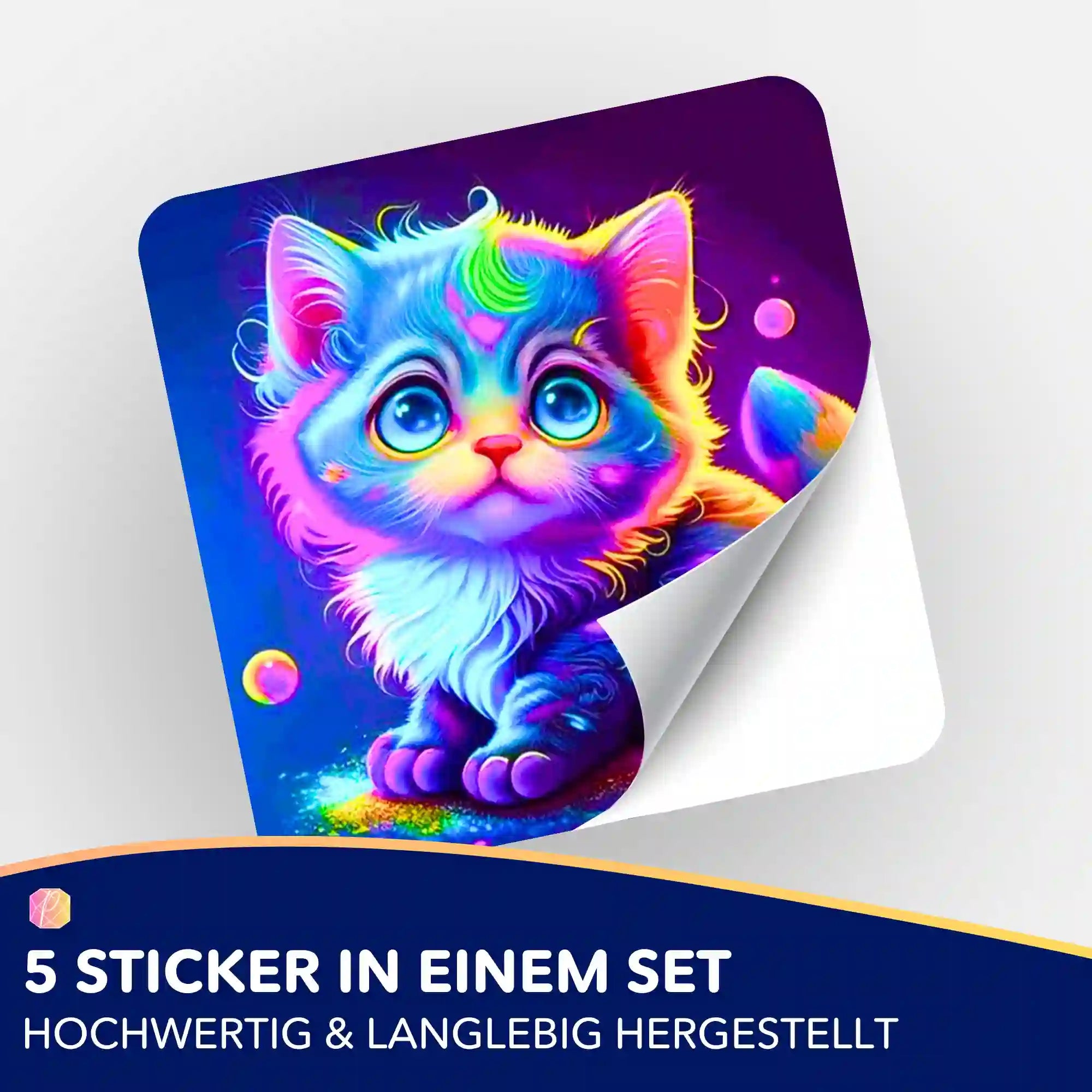 Aufkleber 5er-Set - Rainbow Kitty