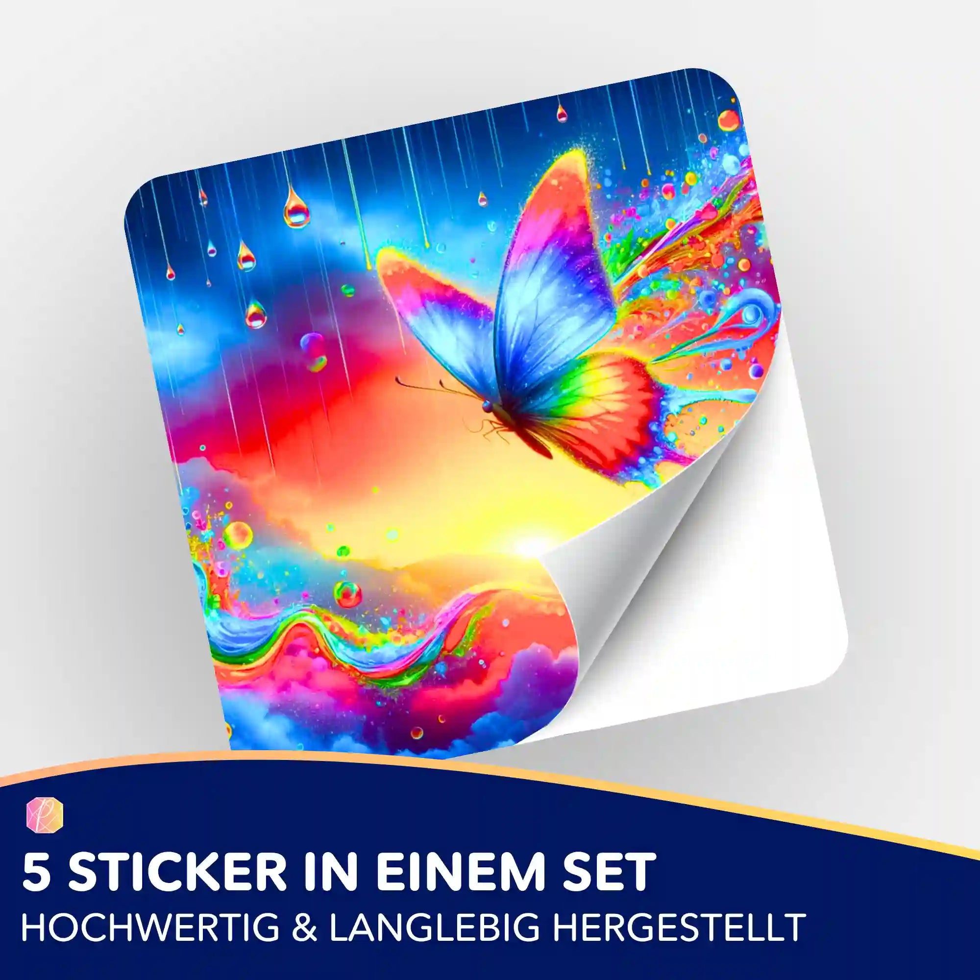 Aufkleber 5er-Set - Schmetterlinge im Regenbogenfluss