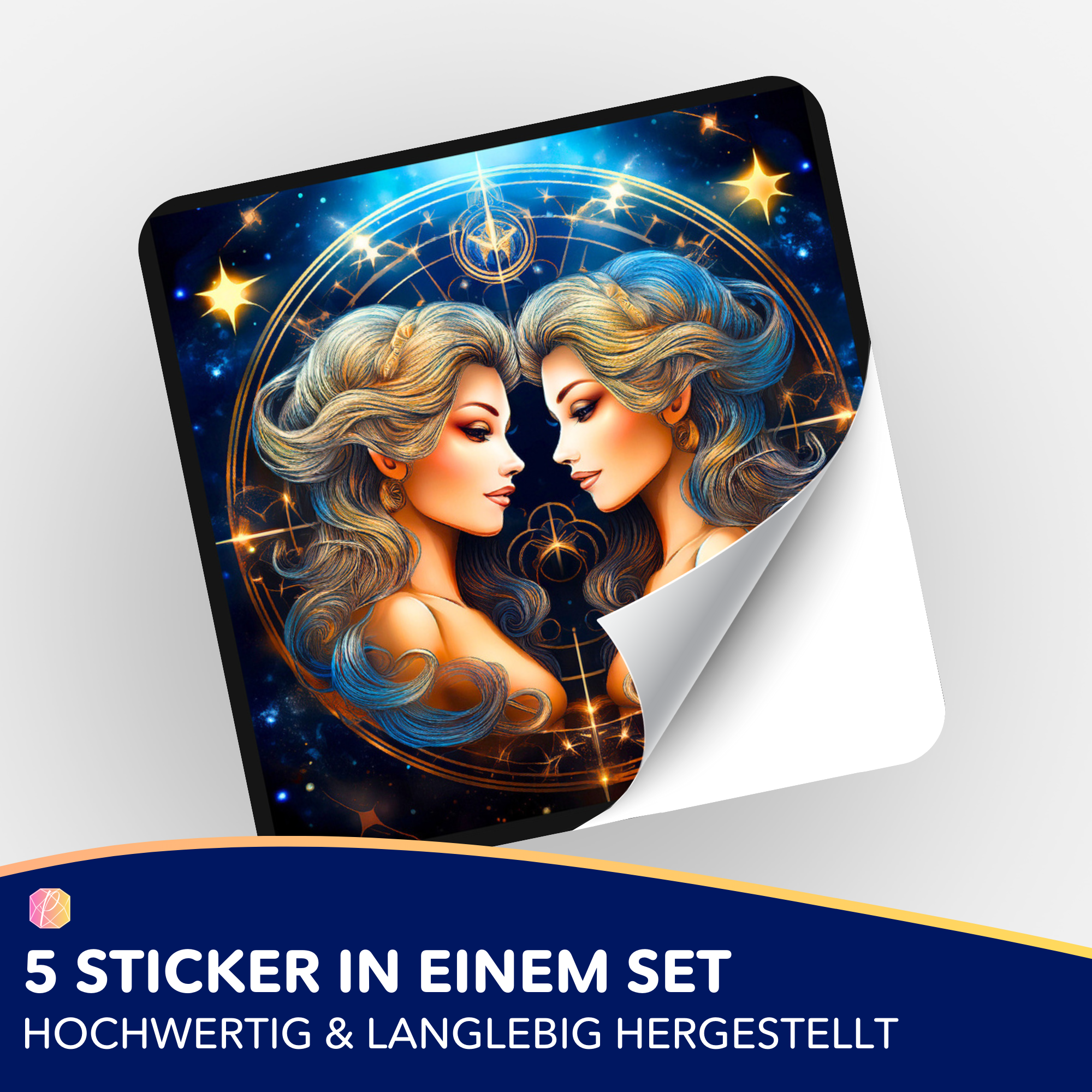 Aufkleber 5er-Set - Sternzeichen Zwilling "Limited Edition"