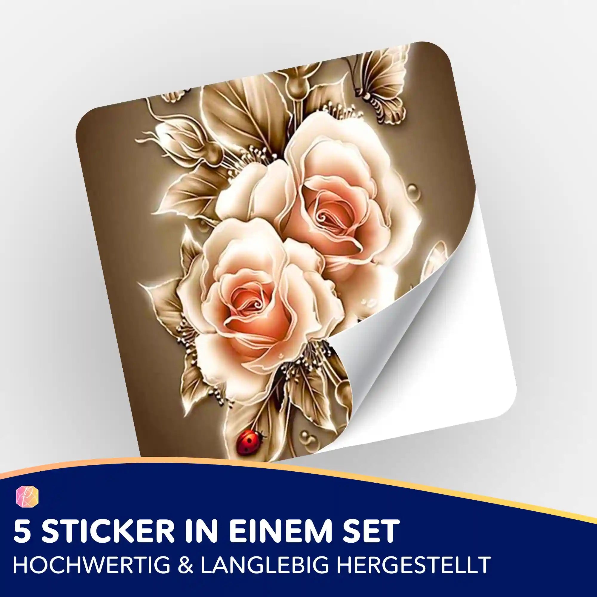 Aufkleber 5er-Set - Goldene Rosen