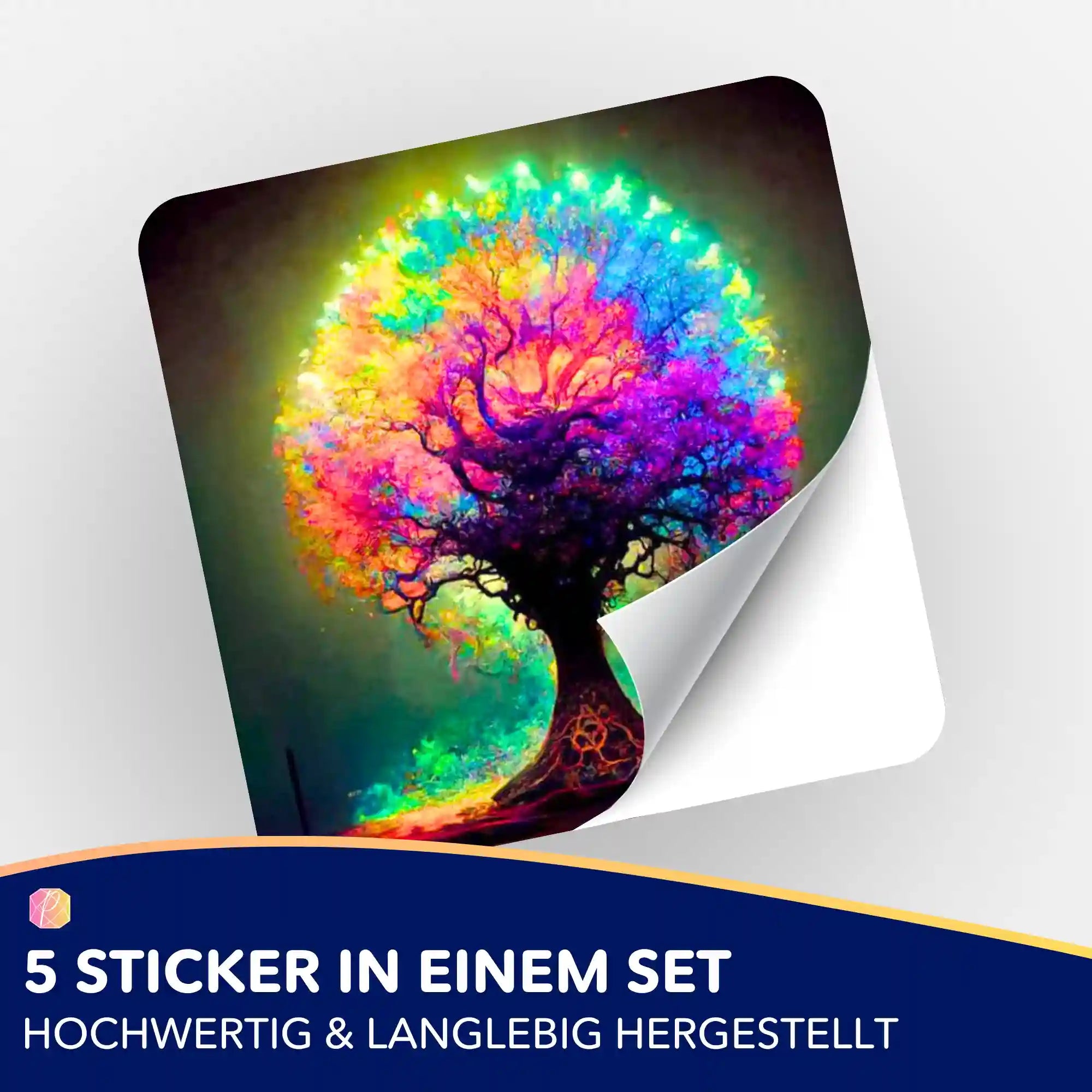 Aufkleber 5er-Set - Colorful lightning Tree