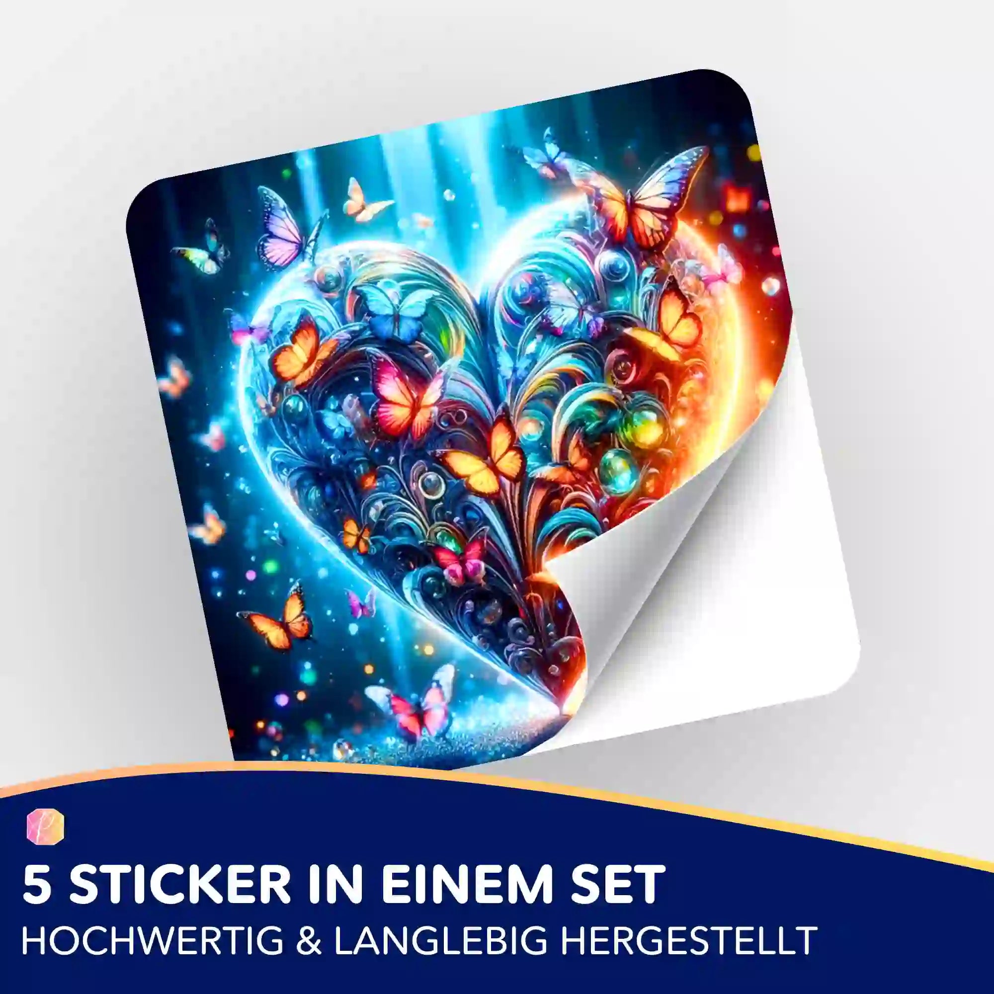 Aufkleber 5er-Set - Schmetterlingsherz