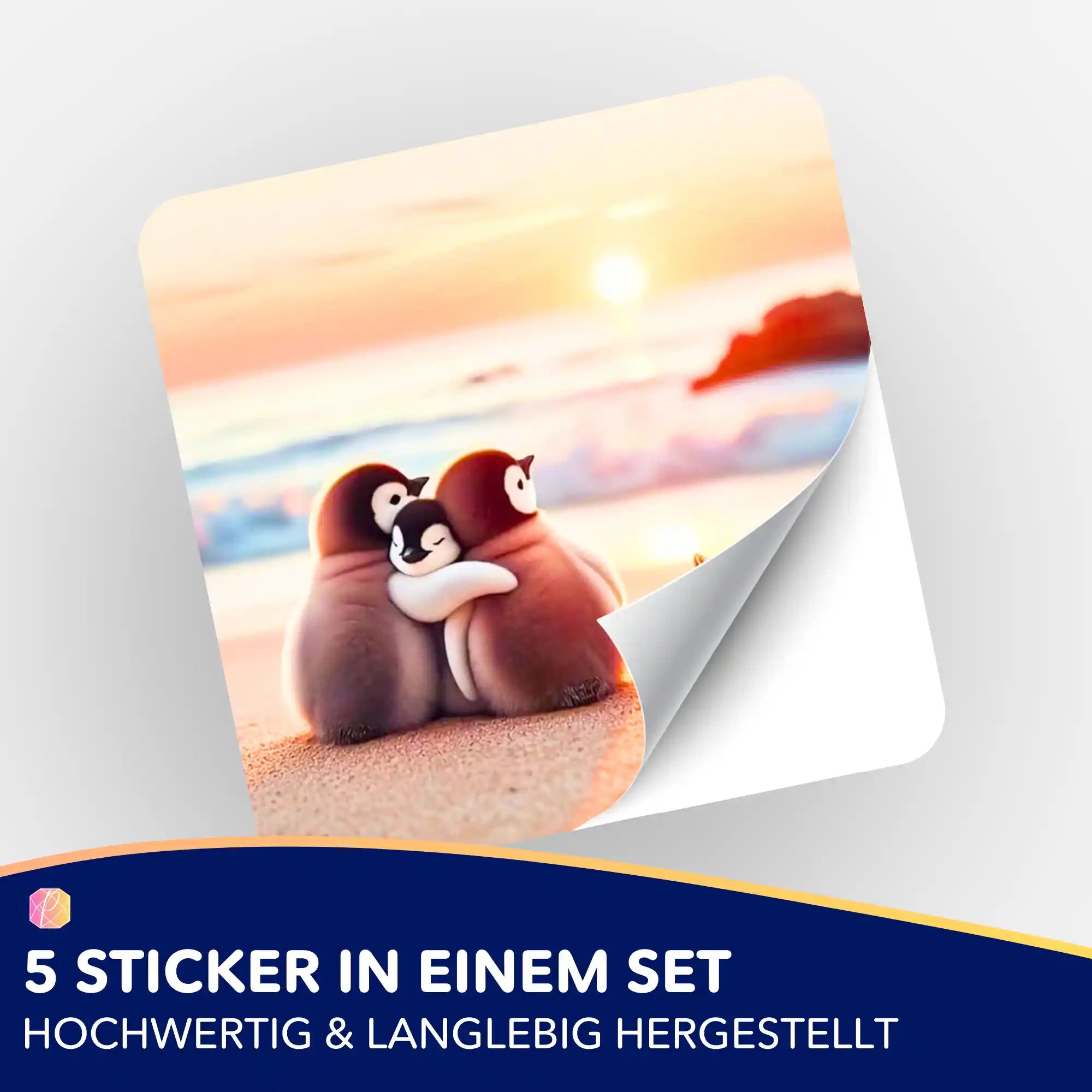 Aufkleber 5er-Set - Happy Family am Strand