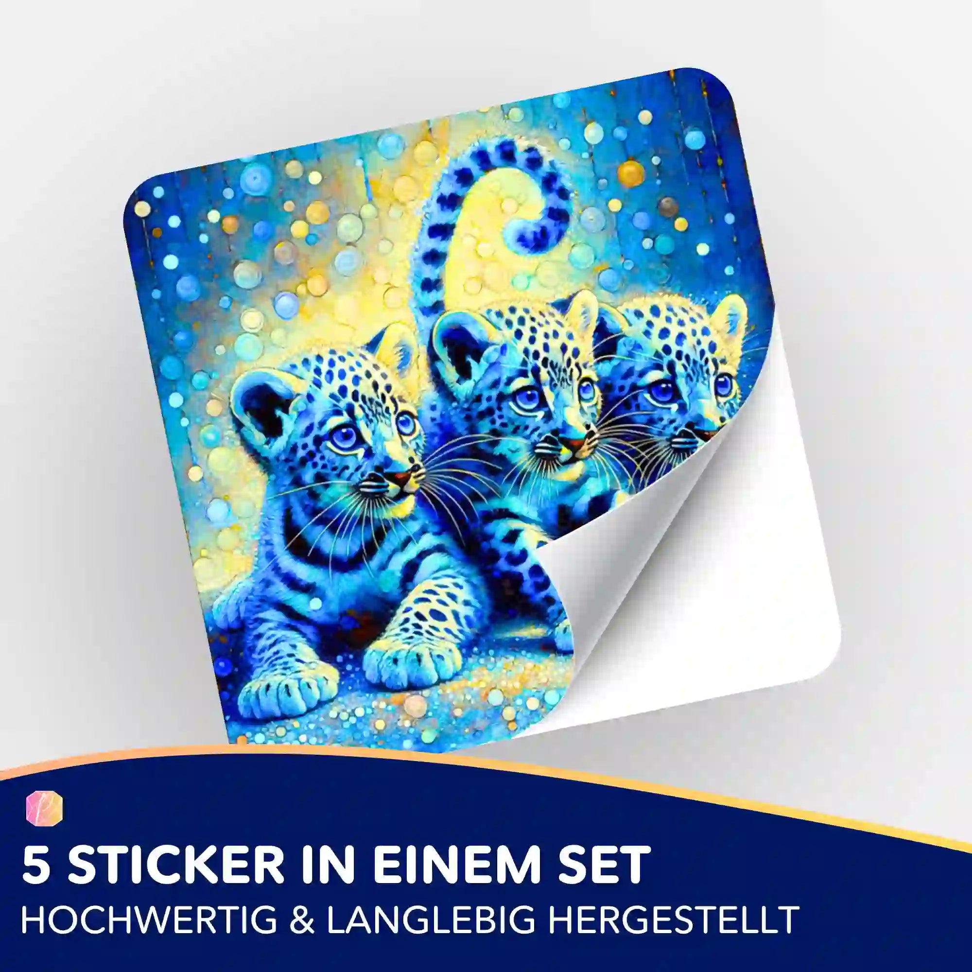 Aufkleber 5er-Set - Leopardenbabys