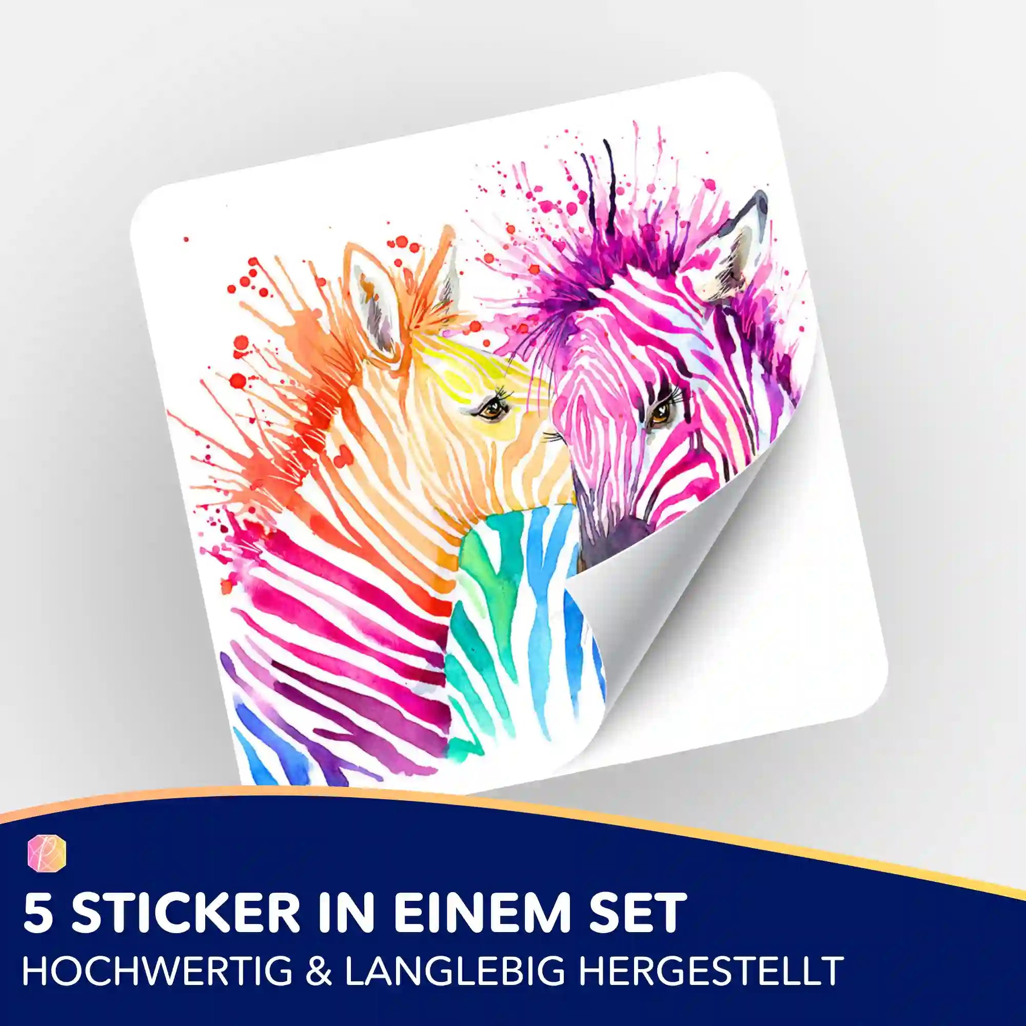 Aufkleber 5er-Set - Bunte Zebras