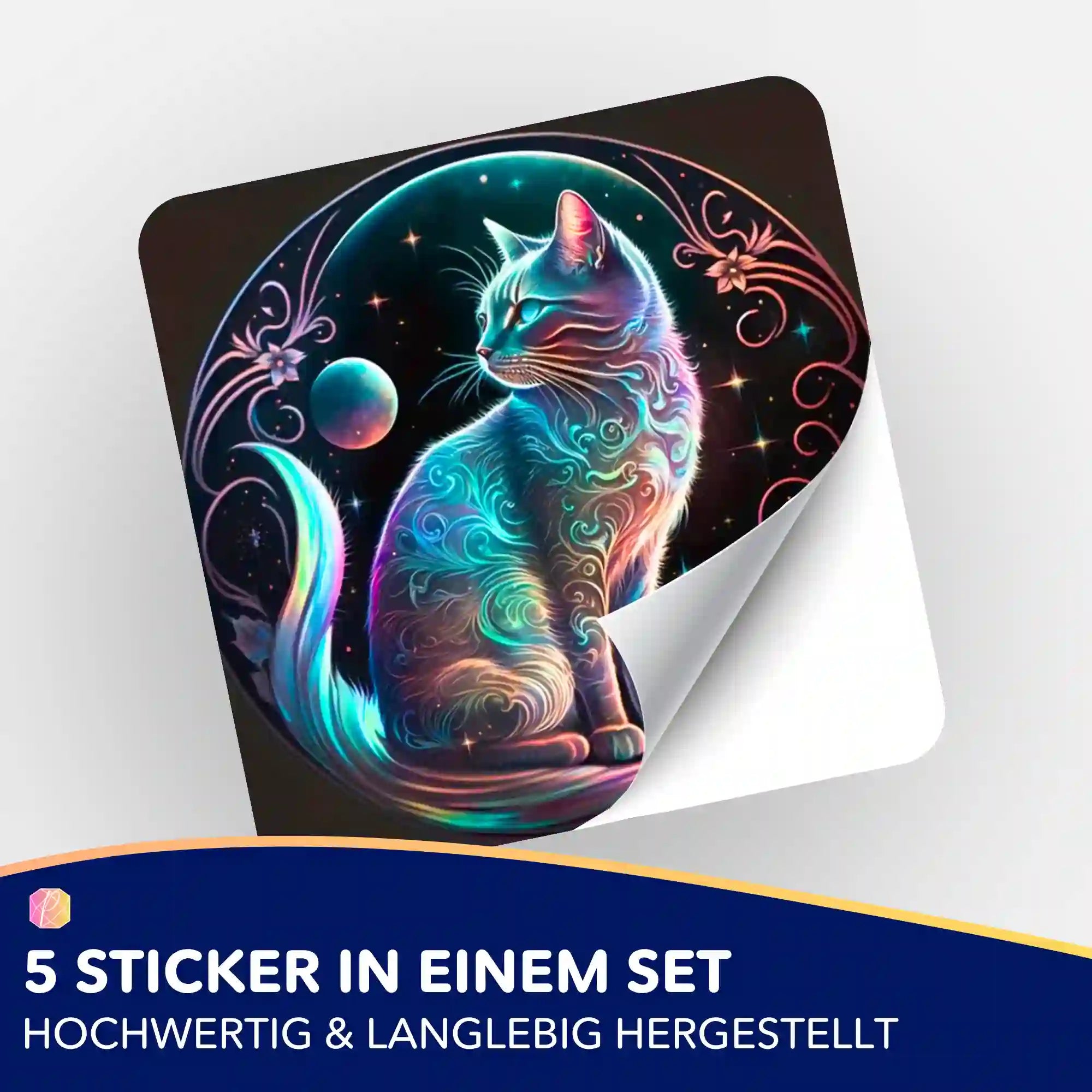 Aufkleber 5er-Set - Cat on the moon