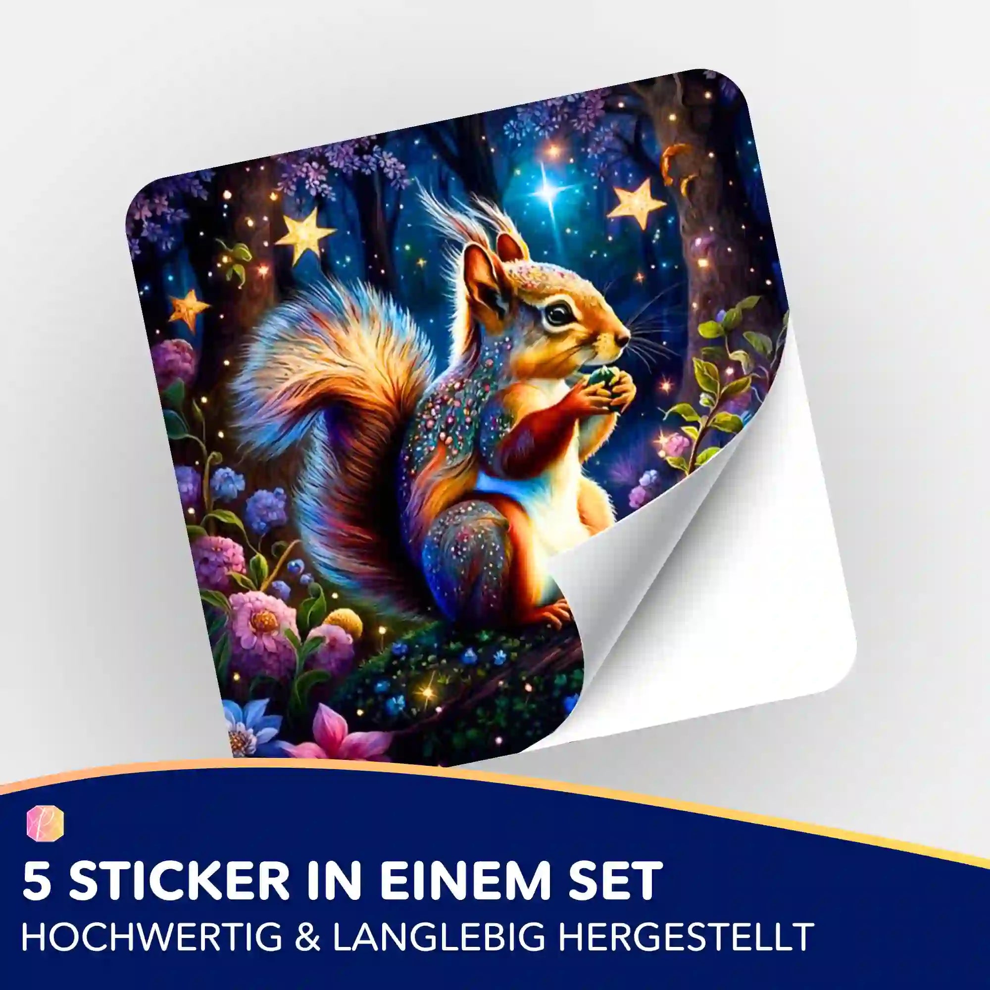 Aufkleber 5er-Set - Eichhörnchen im Zauberwald