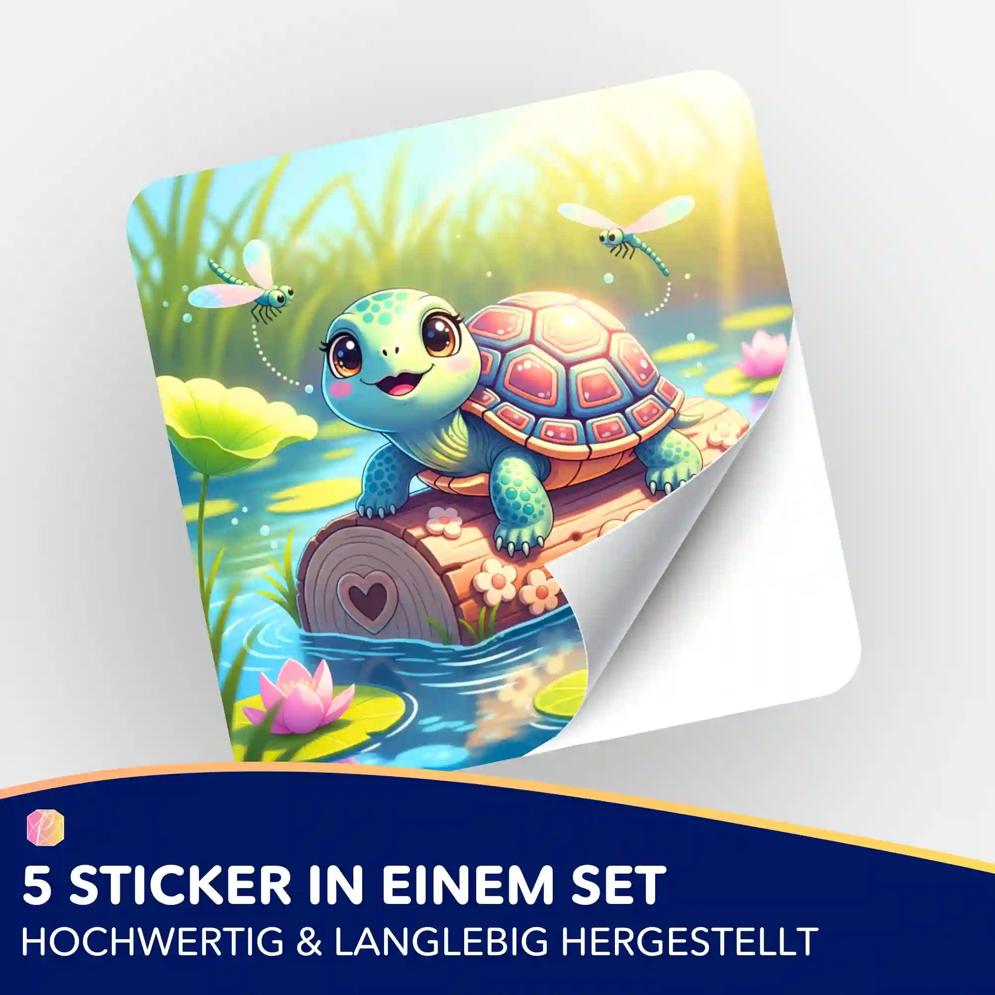 Aufkleber 5er-Set - Schildkrötenmädchen Karla