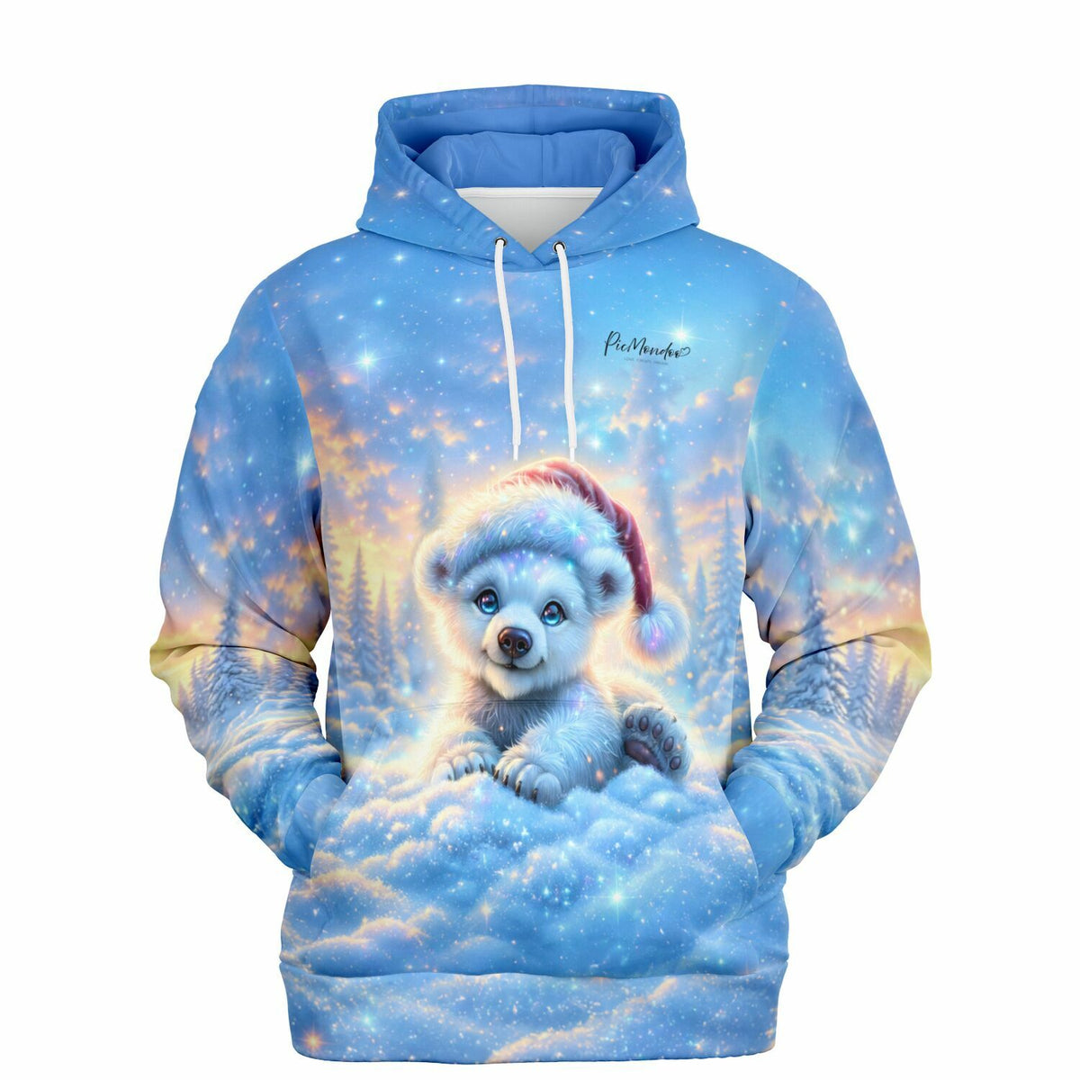 Dreamer Hoodie Kleiner Schneefunkel mit süßem Eisbären in Winterlandschaft für Fans von Diamond Painting und Malen nach Zahlen