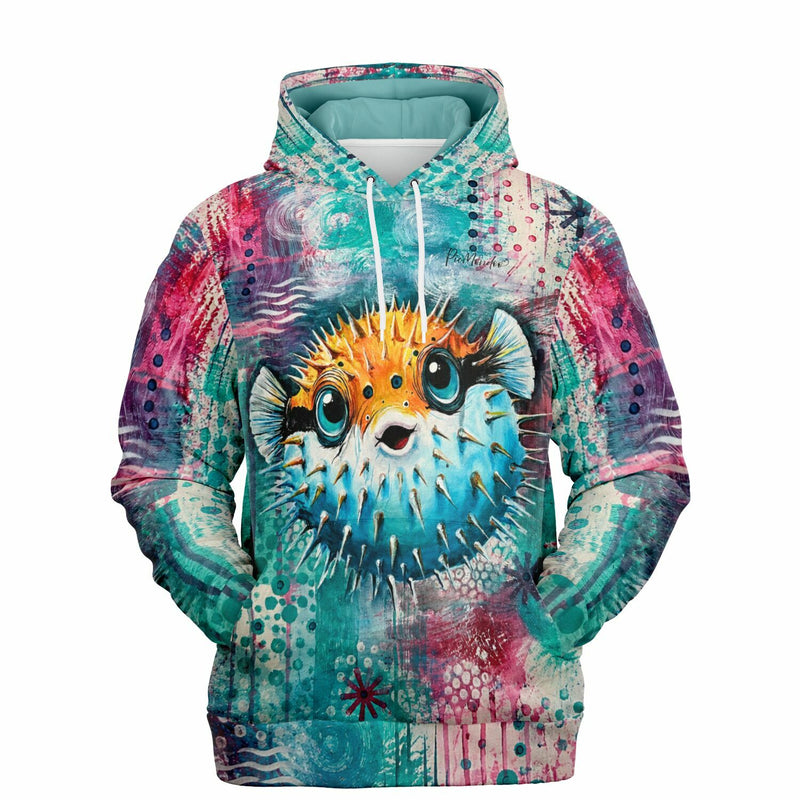 Dreamer Hoodie mit farbenfrohem Kugelfisch-Motiv im einzigartigen Design aus der Picmondoo Diamond Painting Kollektion