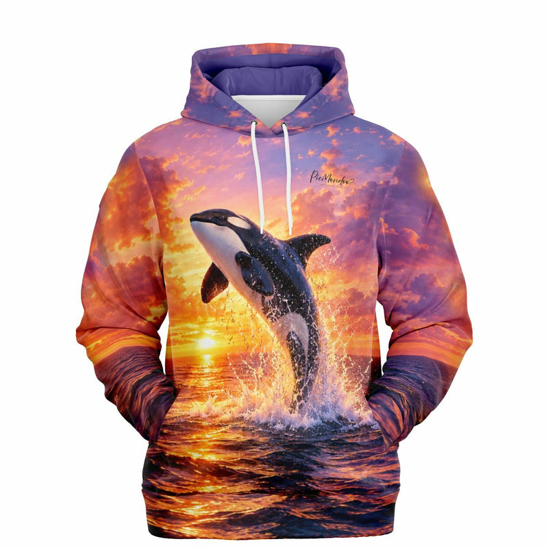 Dreamer Hoodie von Picmondoo mit Orca Motiv im Voll-Druck, inspiriert von Diamond Painting und Malen nach Zahlen Designs.