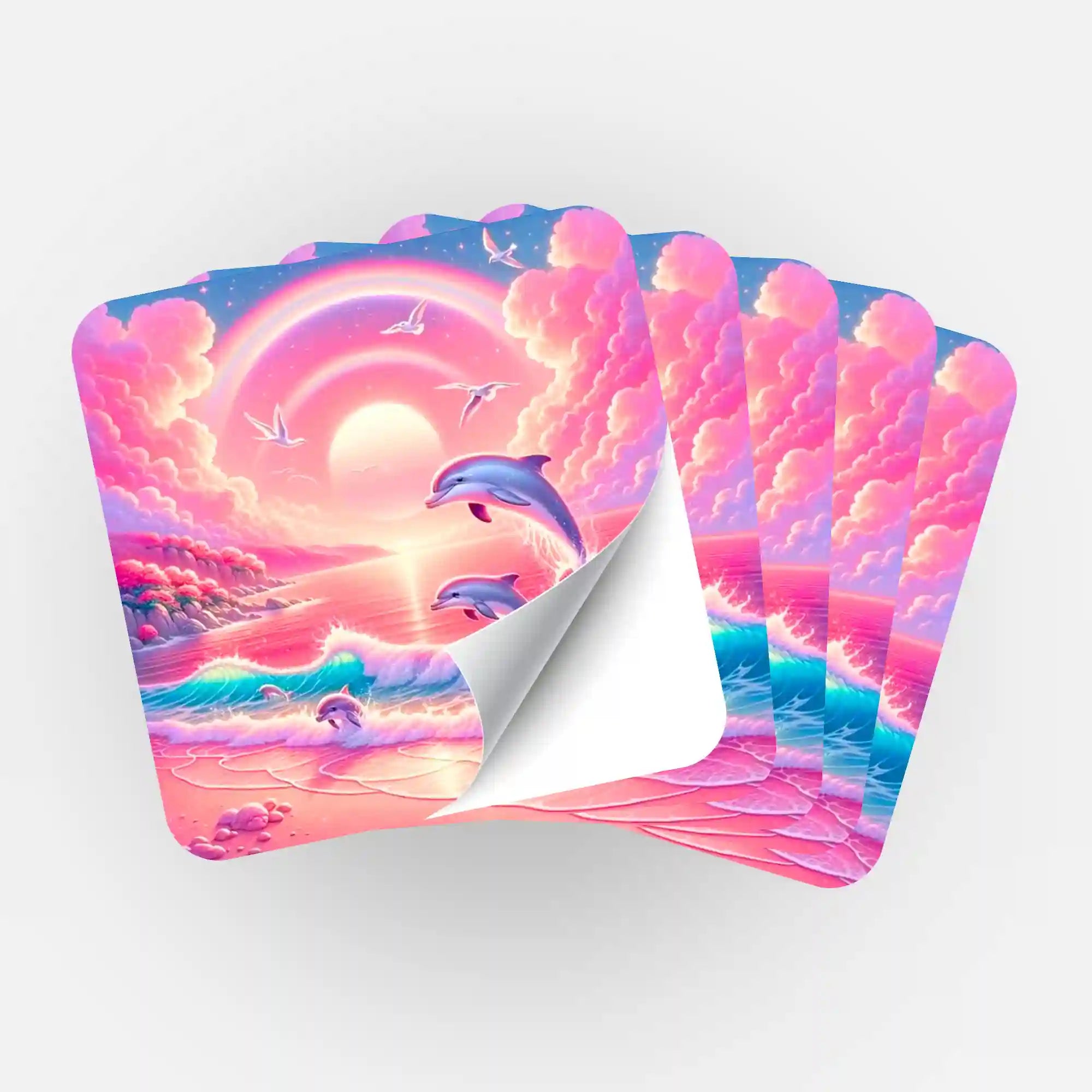 Aufkleber 5er-Set - Pinkes Meeresrauschen