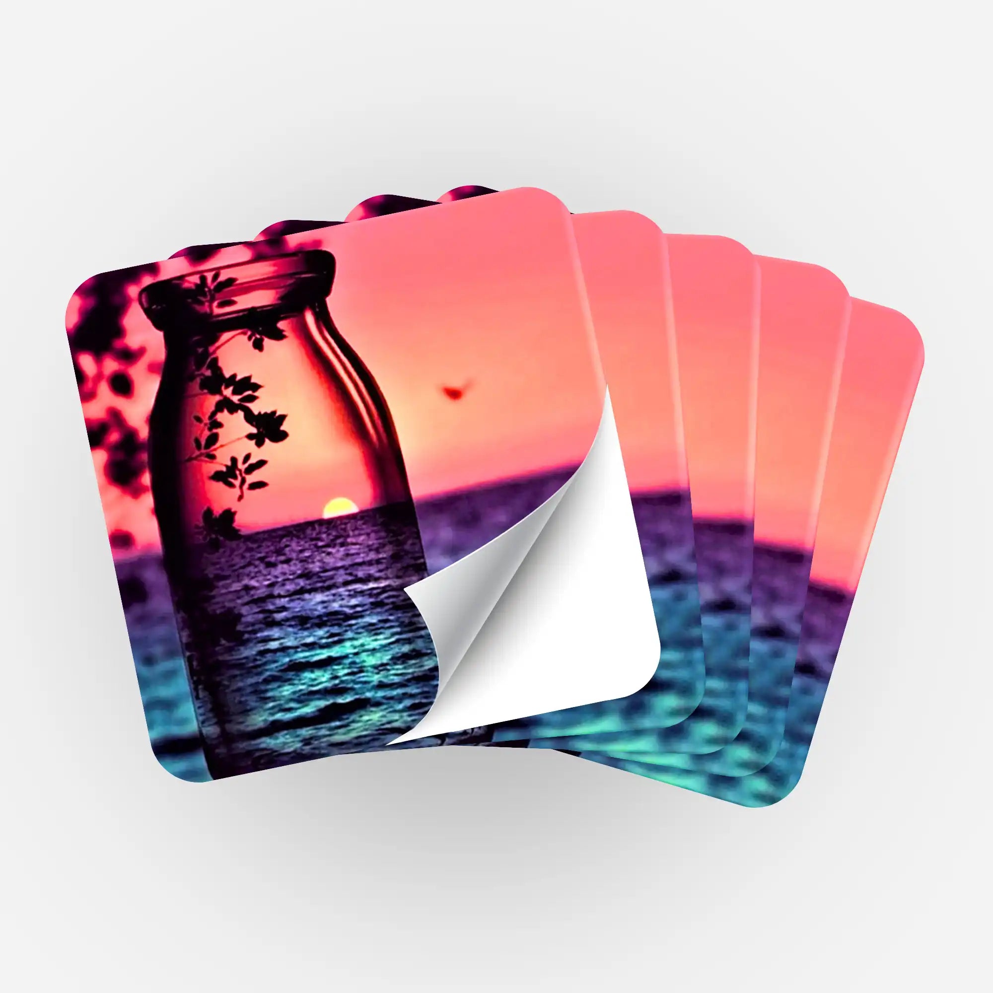 Aufkleber 5er-Set - Roter Sonnenuntergang