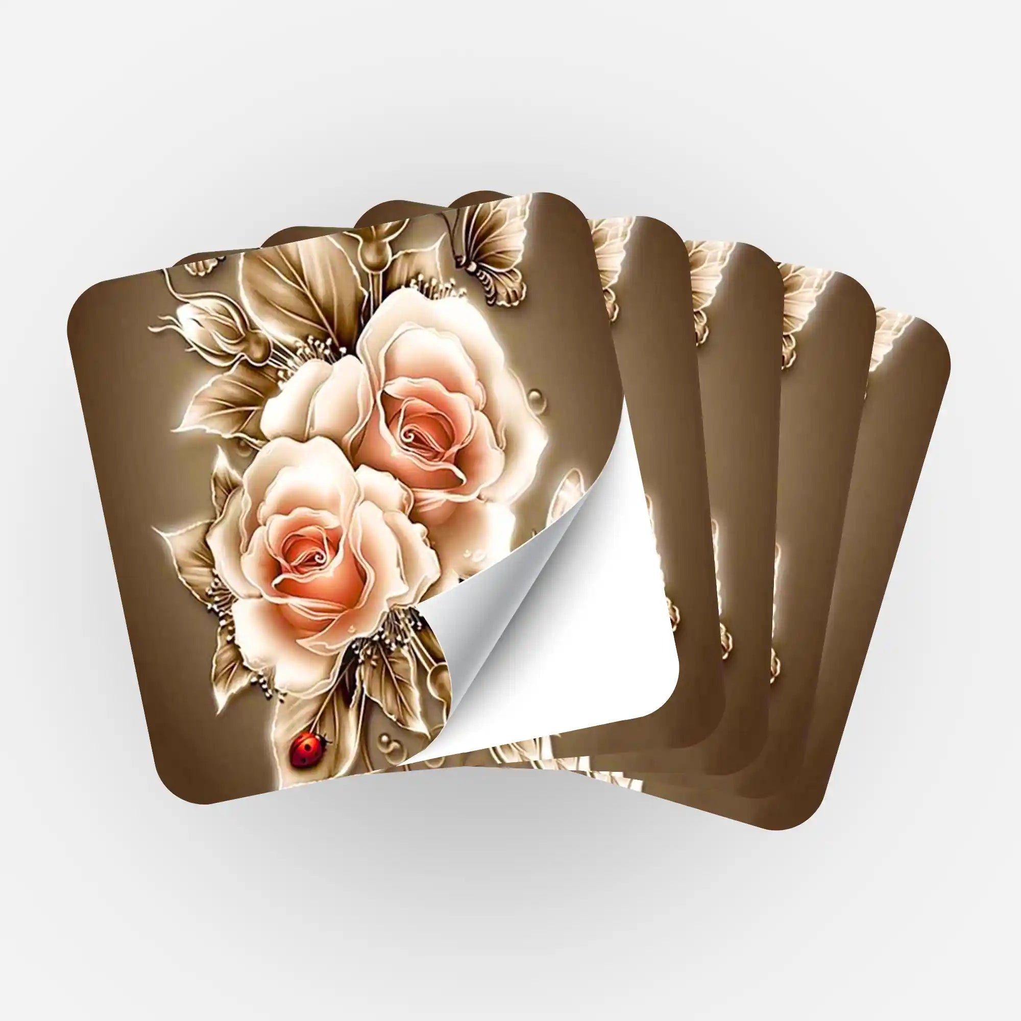 Aufkleber 5er-Set - Goldene Rosen