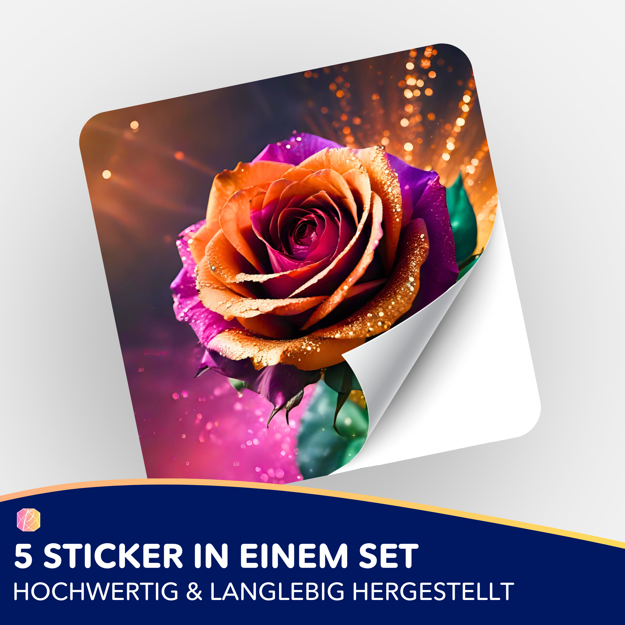 Aufkleber 5er-Set - Colorful Rose