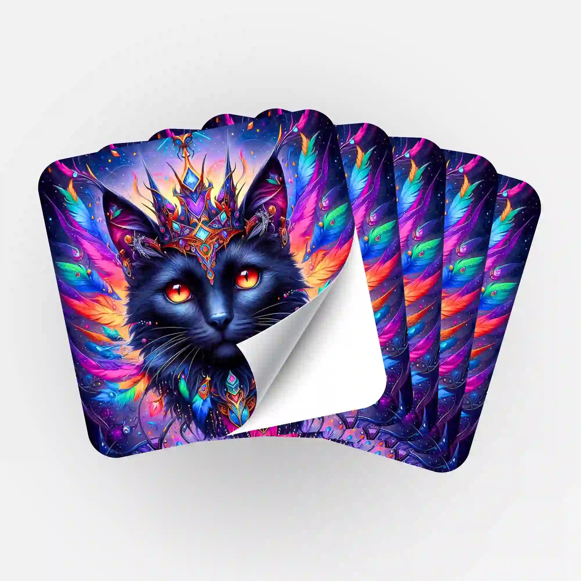 Aufkleber 5er-Set - Mystic colorsplash cat