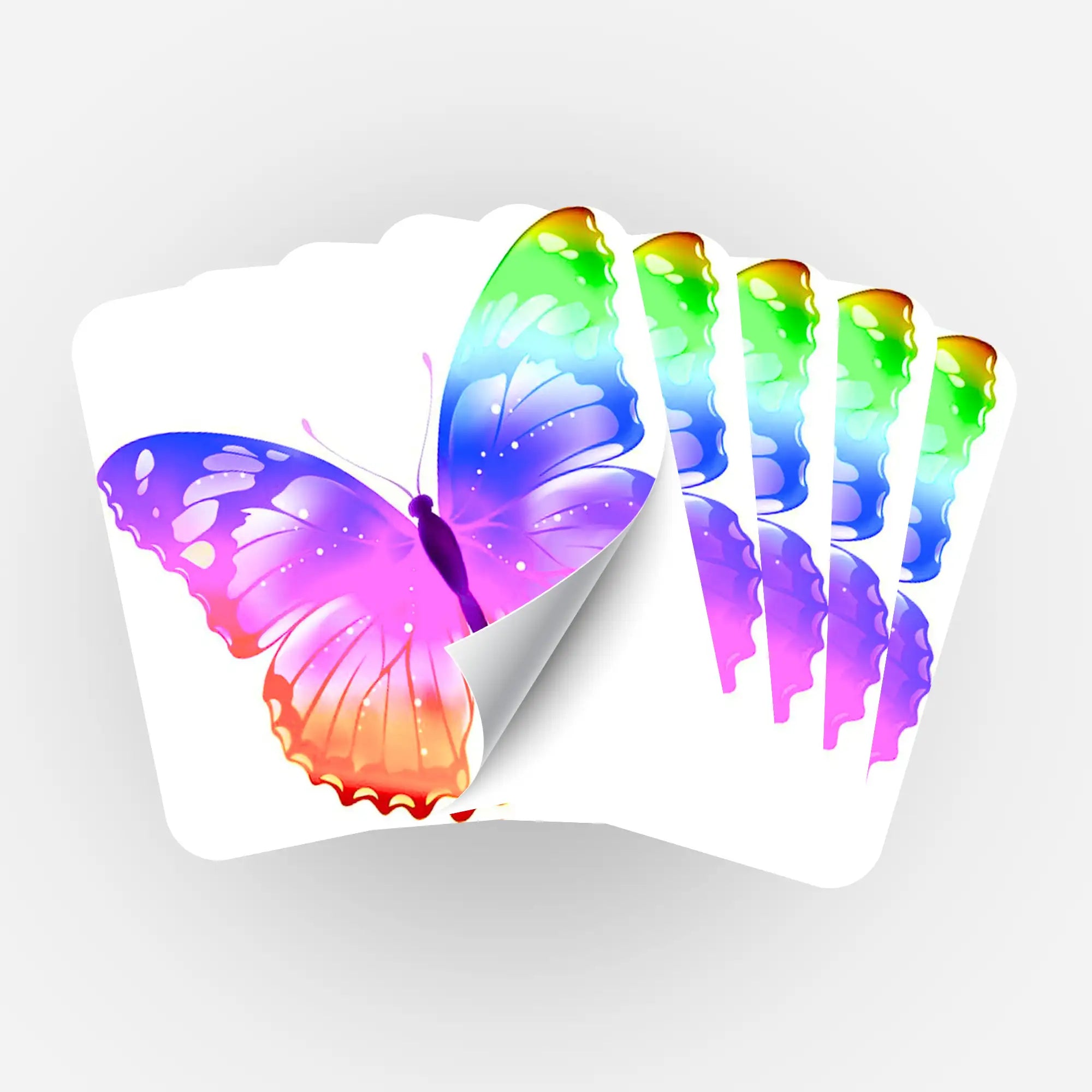 Aufkleber 5er-Set - Farbenfroher Schmetterling