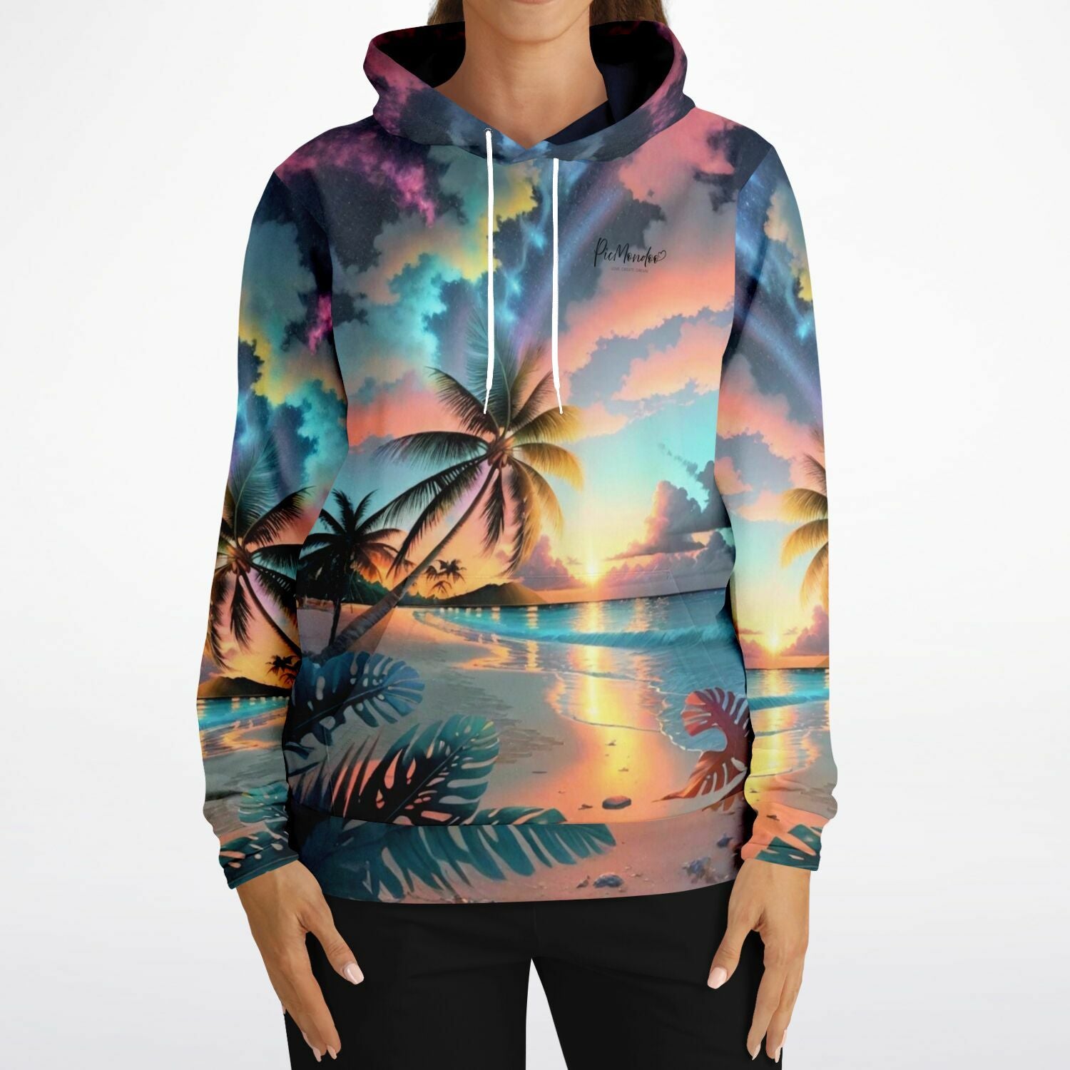 Dreamer Hoodie - Palme im bunten Abendhimmel