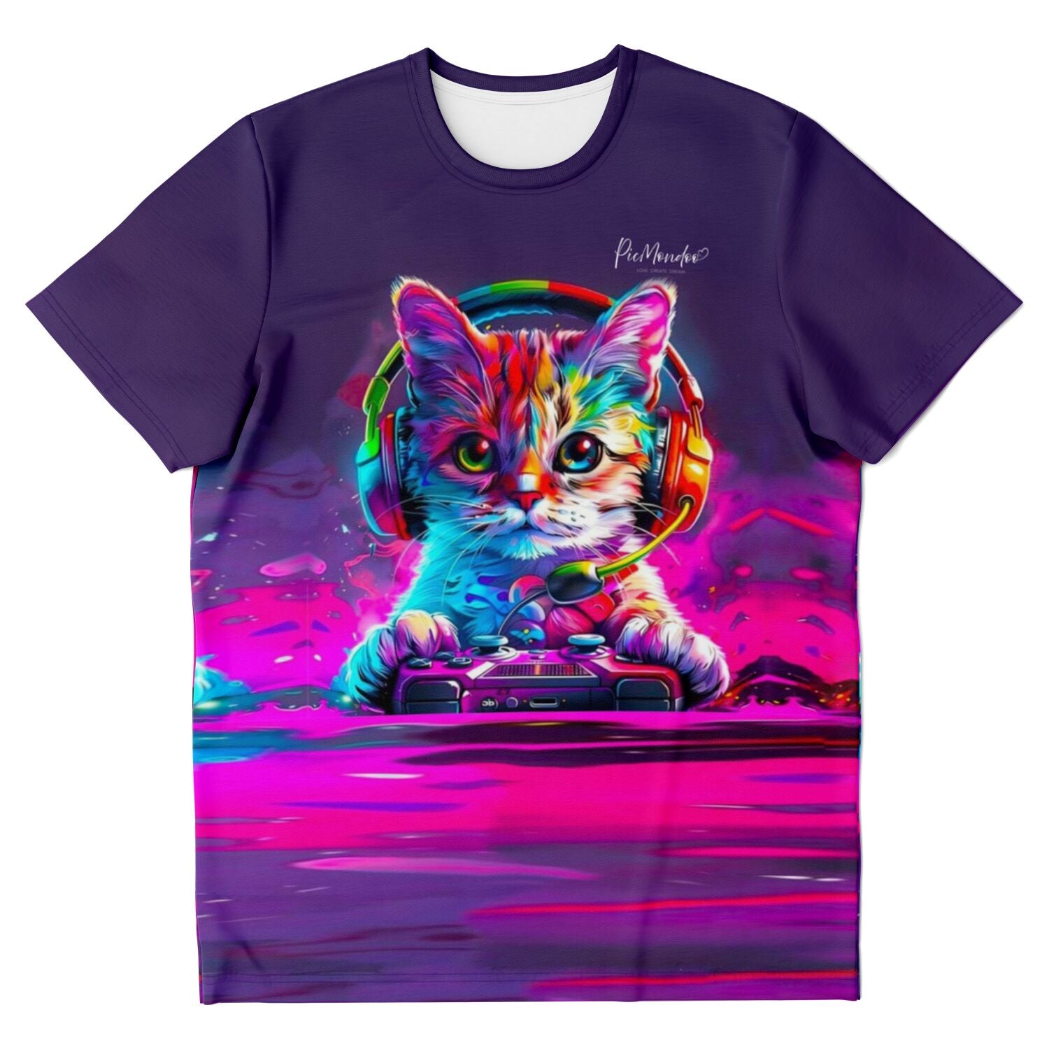 Dreamer T-Shirt - Colorful gaming Cat
