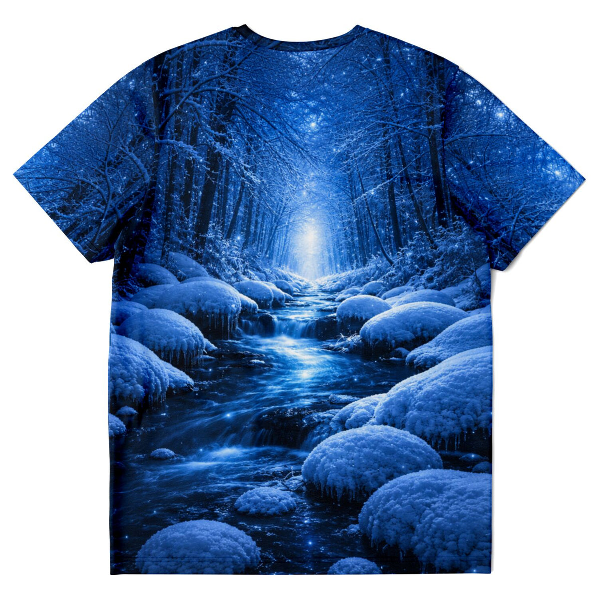 T-Shirt mit blauem Winterwald-Motiv, perfekt für Fans von Diamond Painting und Malen nach Zahlen für Erwachsene