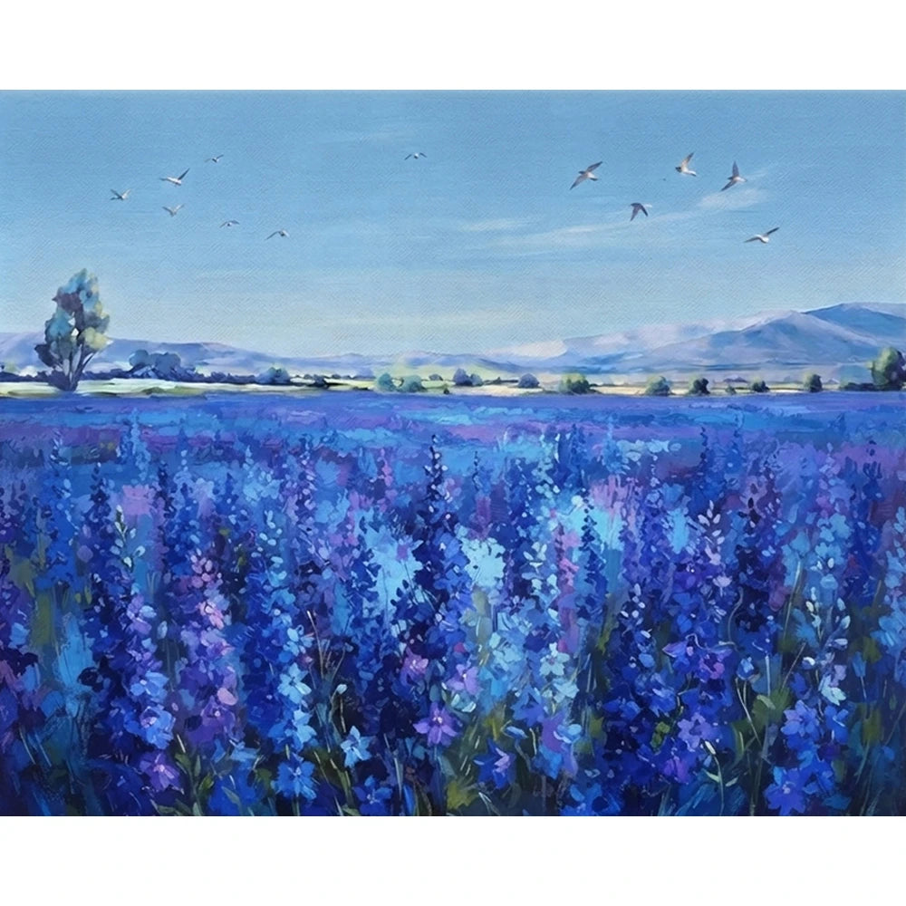 Malen nach Zahlen - Blaues Blütenmeer
