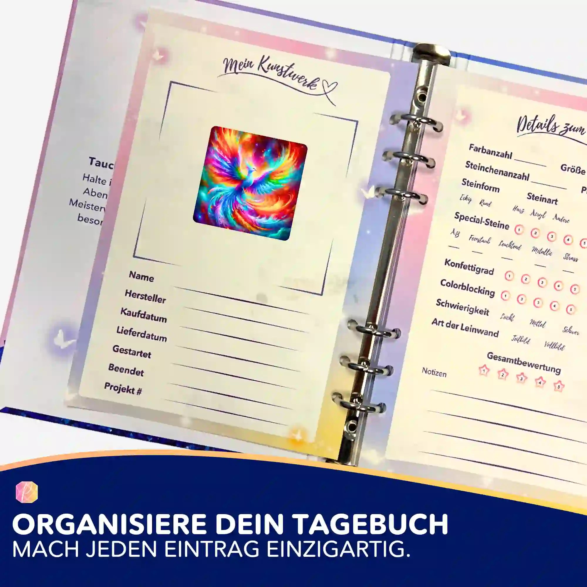 Aufkleber 5er-Set - Phönix der bunten Farben