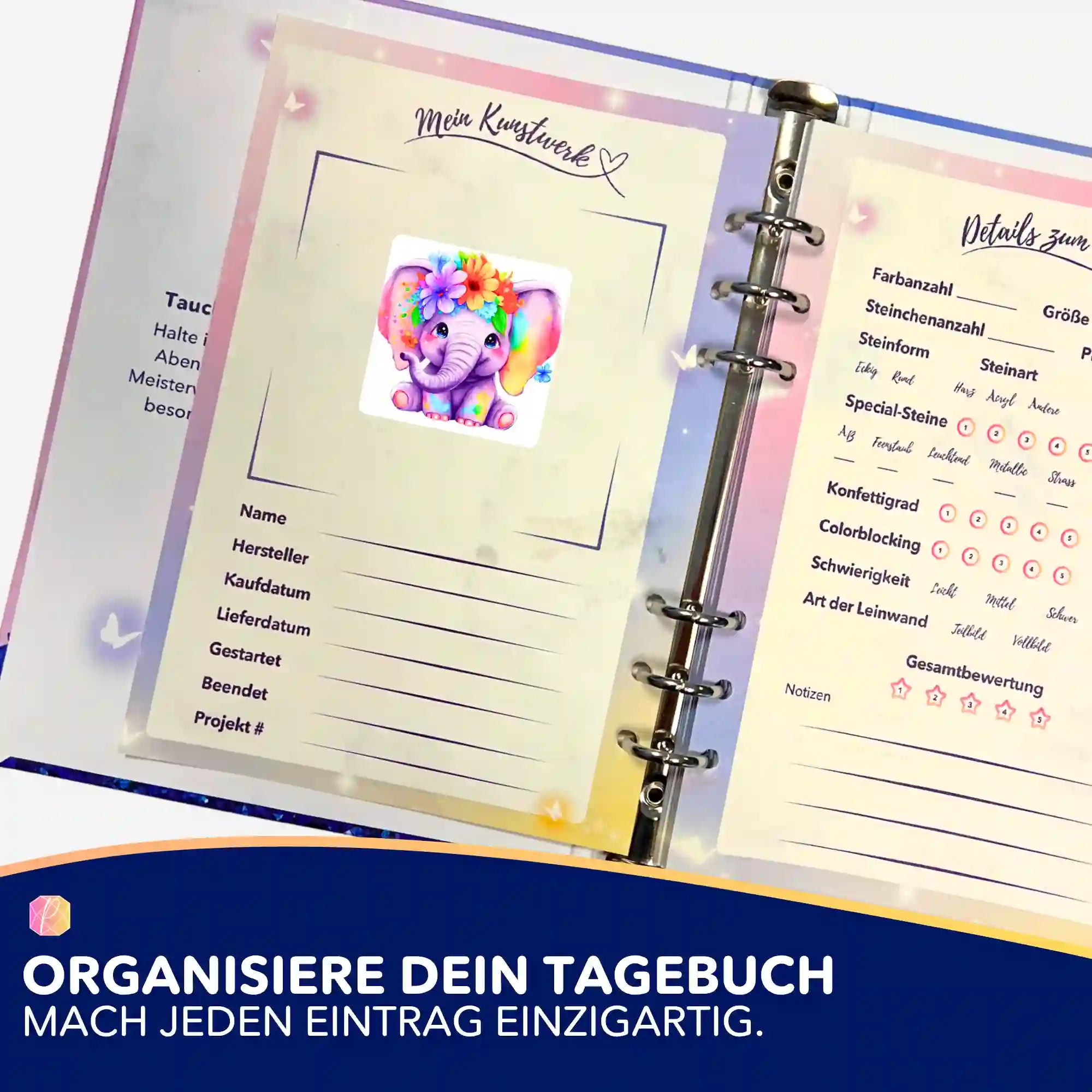 Aufkleber 5er-Set - Der kleine Blumenelefant