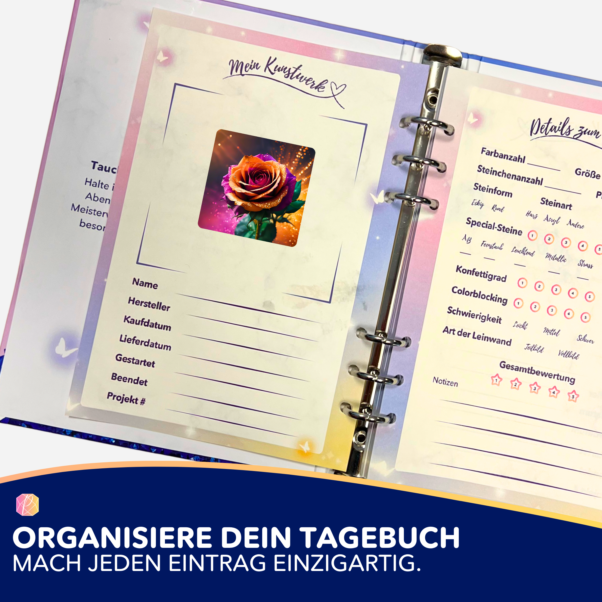 Aufkleber 5er-Set - Colorful Rose